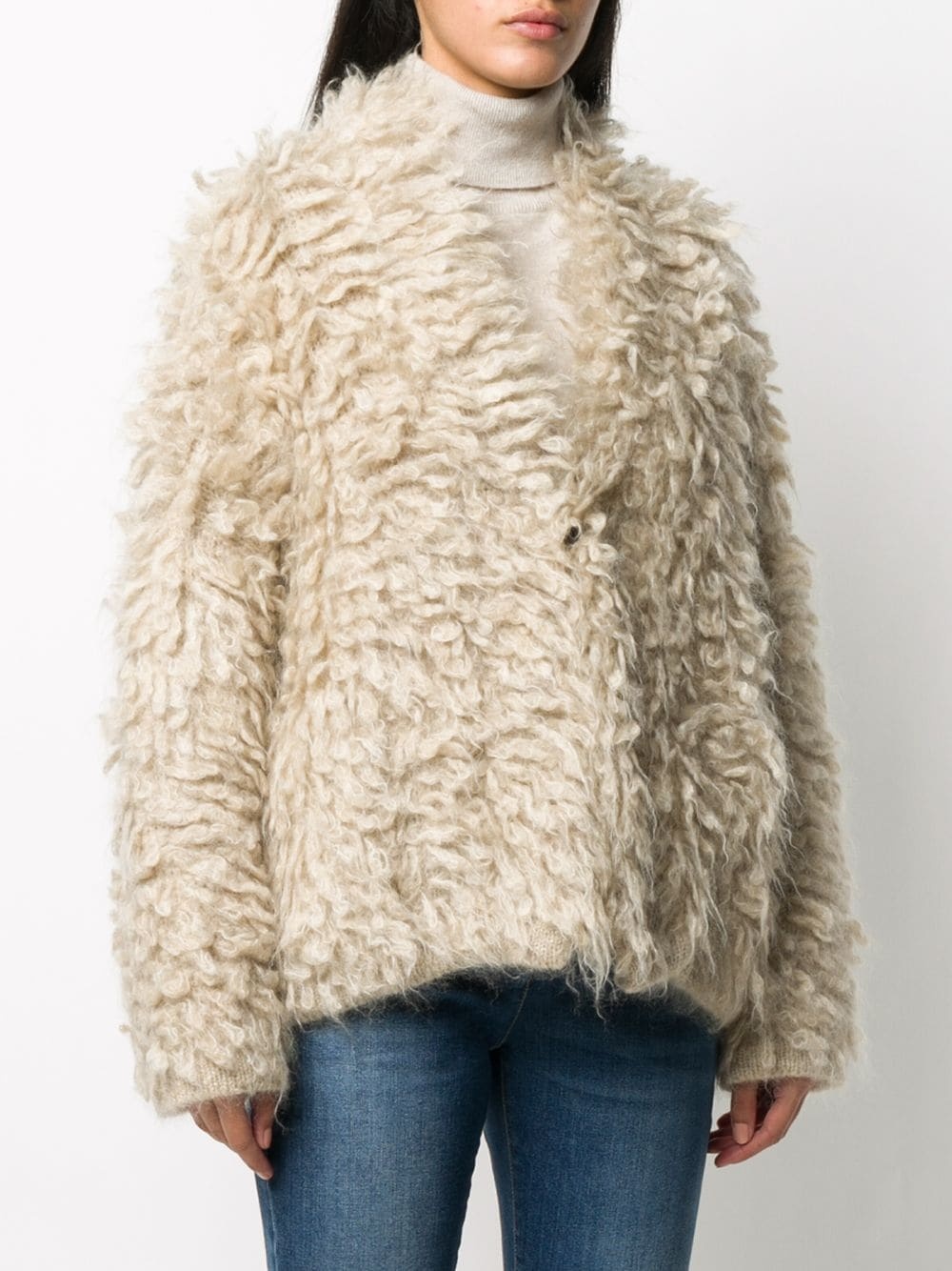 faux-fur cardigan - 3