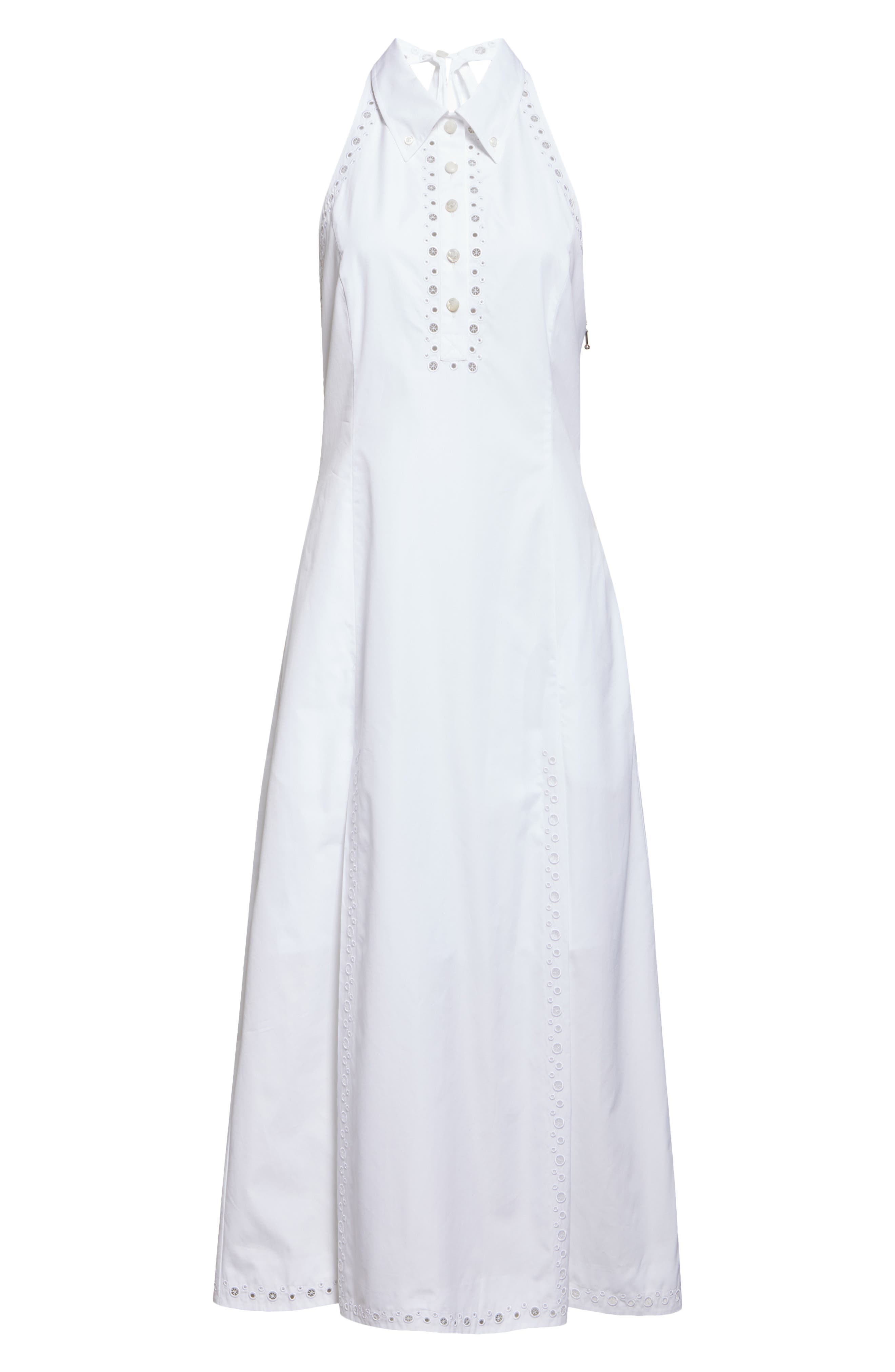 Thom Browne Eyelet Embroidered Cotton Poplin Halter Polo Dress in White at Nordstrom - 5