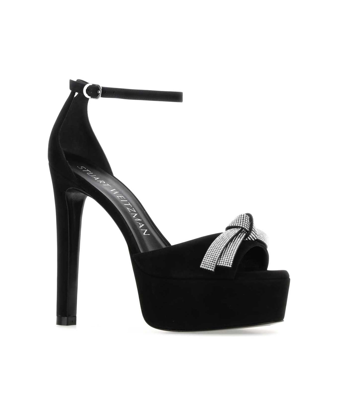 Black Suede Discoplatform Sandals - 2