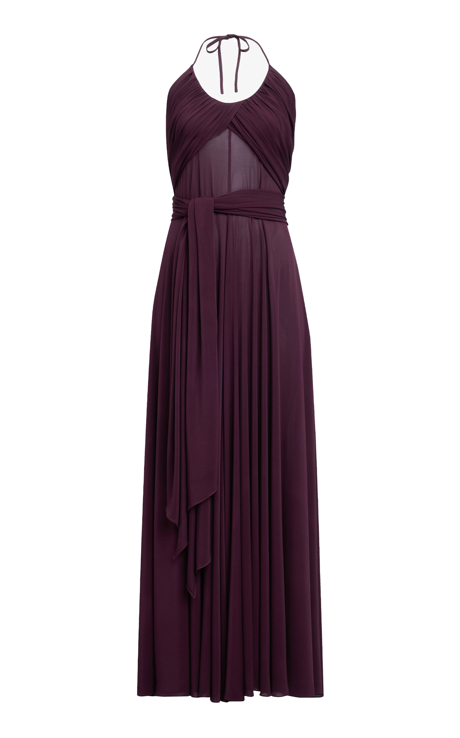 Cross Jersey Maxi Halter Dress burgundy - 1