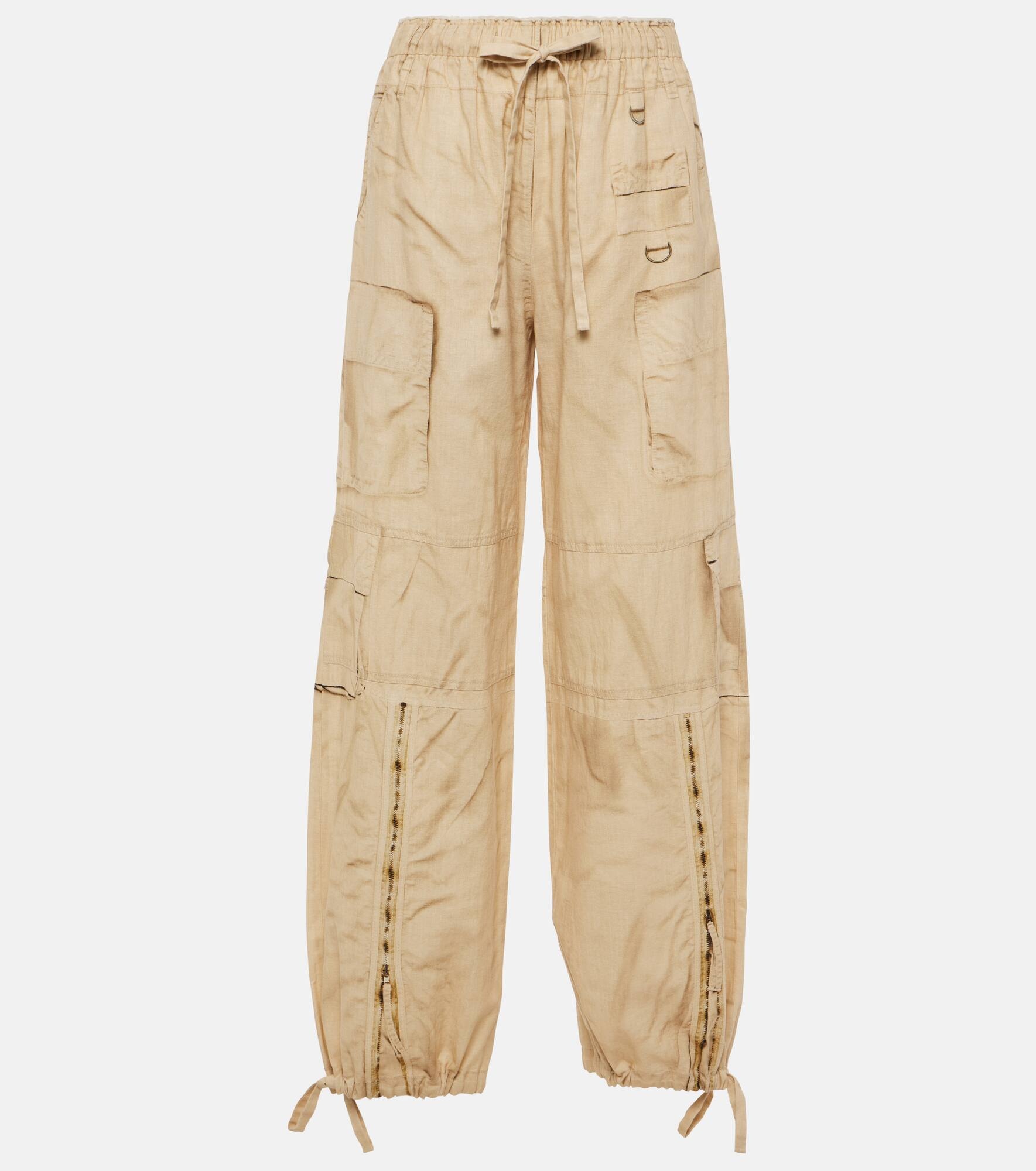 Trompe l'œil linen and cotton cargo pants - 1