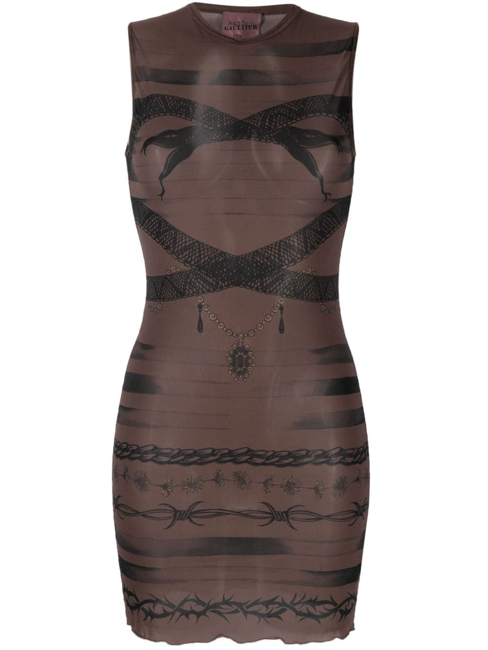 Jean Paul Gaultier x KNWLS tattoo-print sheer minidress