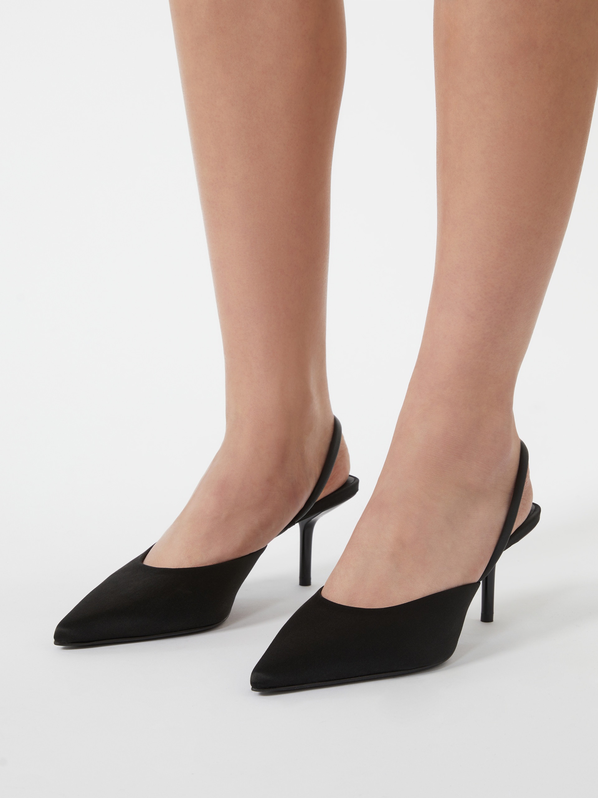 SILKSLING Viscose and silk satin slingbacks - 7