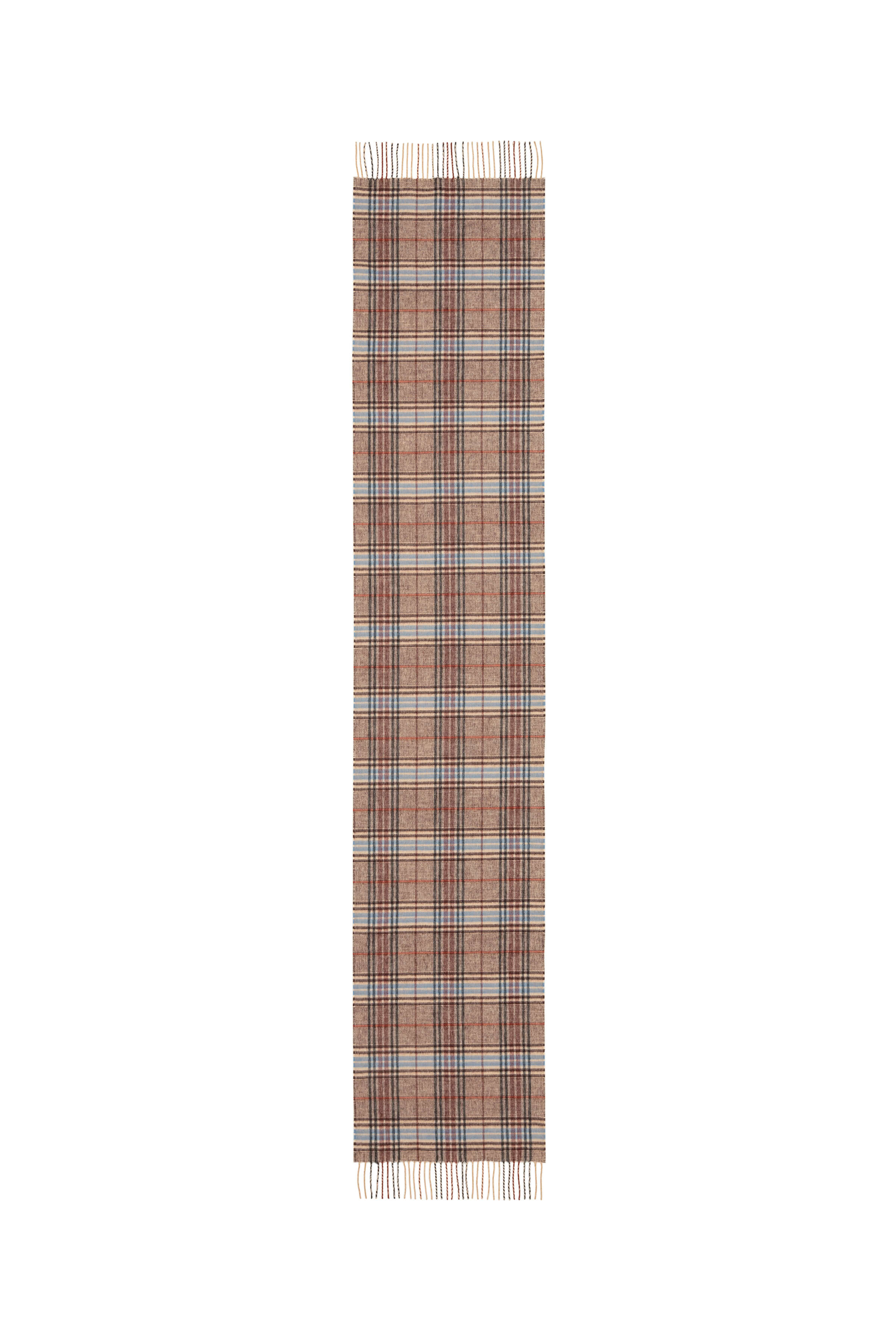 Tweed Check Merino Brown Scarf - 2