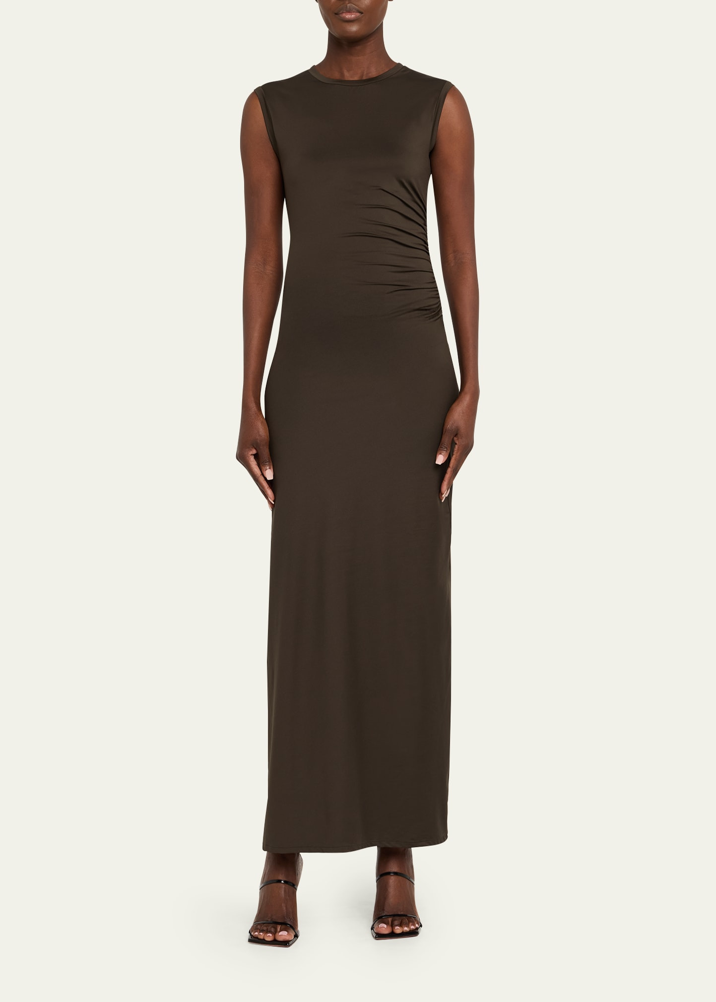 Ruched Fluid Jersey Sleeveless Maxi Dress - 2