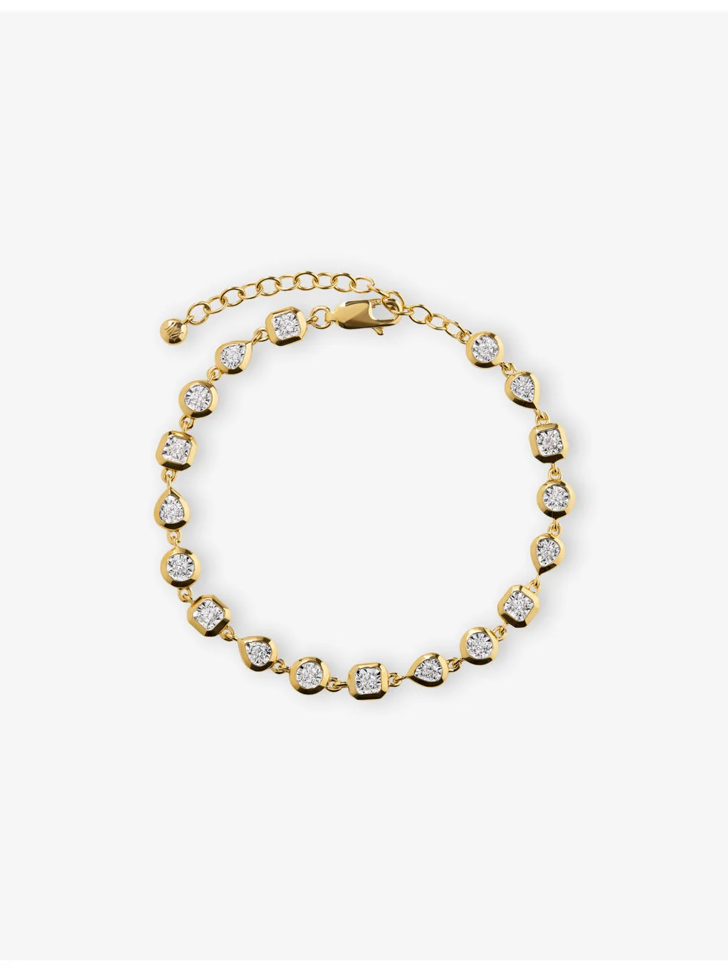Bezel 18ct Yellow Gold Vermeil and 0.5ct Brilliant-Cut Diamond Chain Bracelet - 1