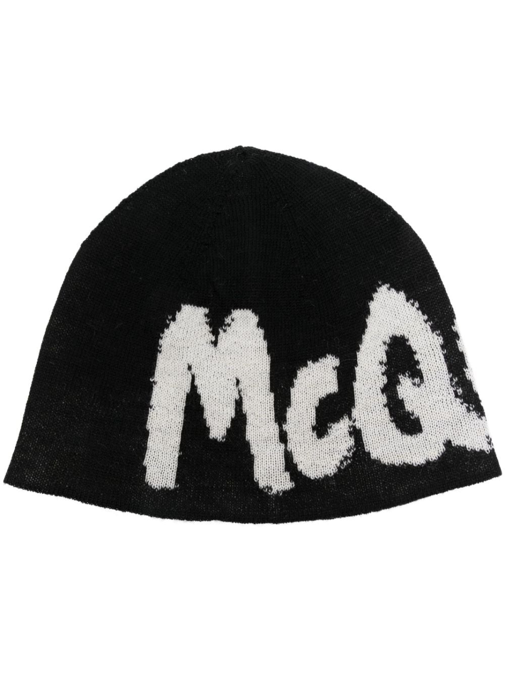 logo-print wool beanie - 1