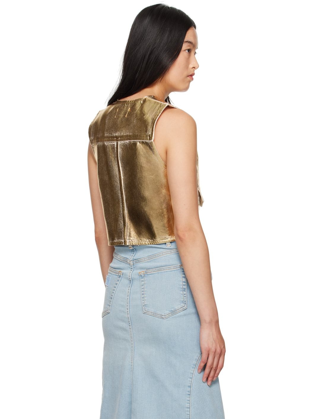 Gold Foil Denim Vest - 3