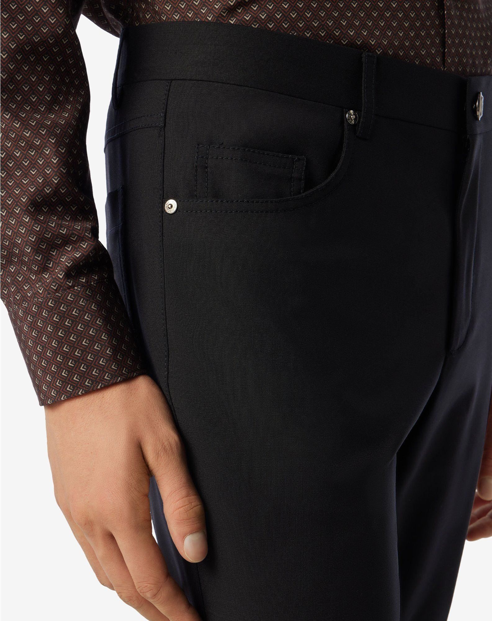 Black cotton and cashmere 5-pockets trousers - 5