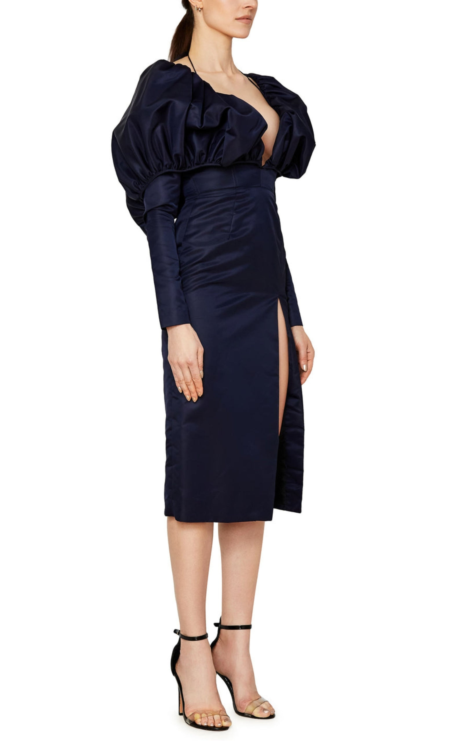 Puff Sleeve Midi Dress - 4