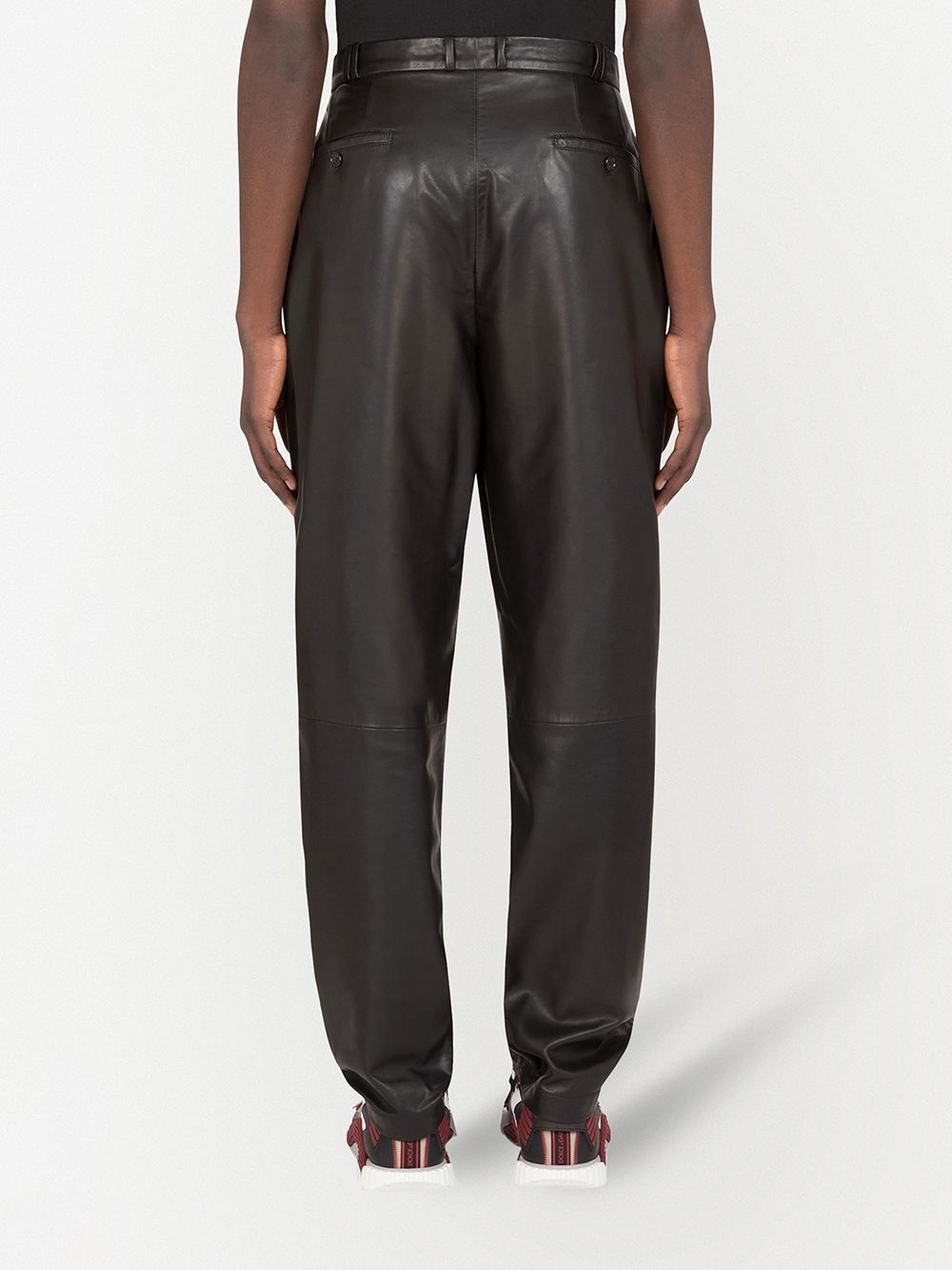 lambskin leather tapered trousers - 4