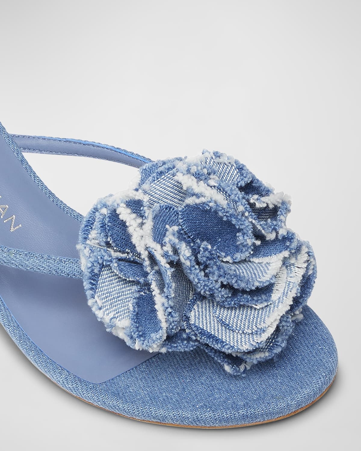 Belize Denim Flower Ankle-Strap Sandals - 4