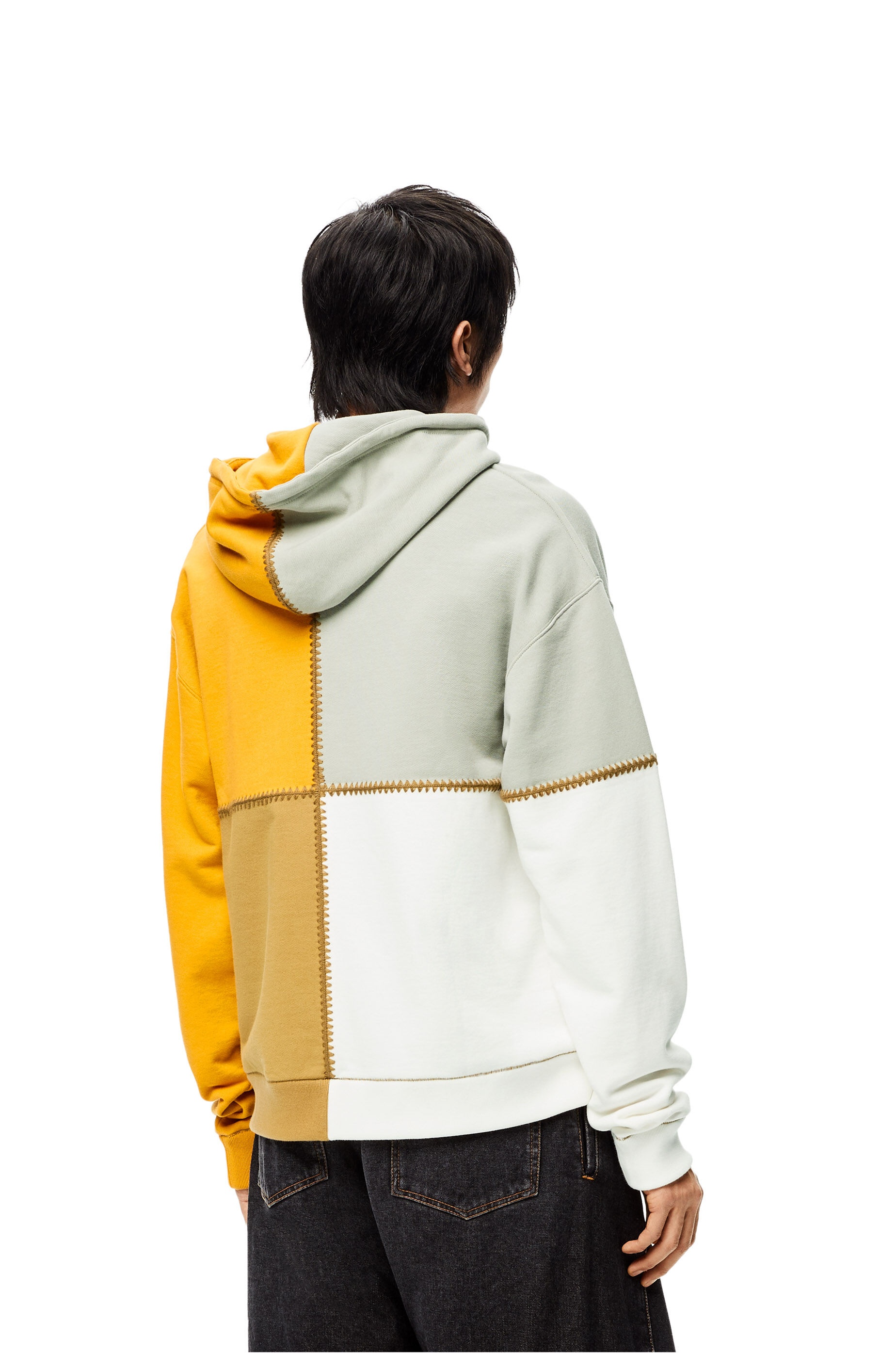 Multicolour stitched hoodie in cotton - 4