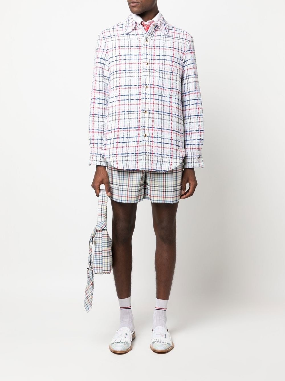 gingham check tweed overshirt - 2