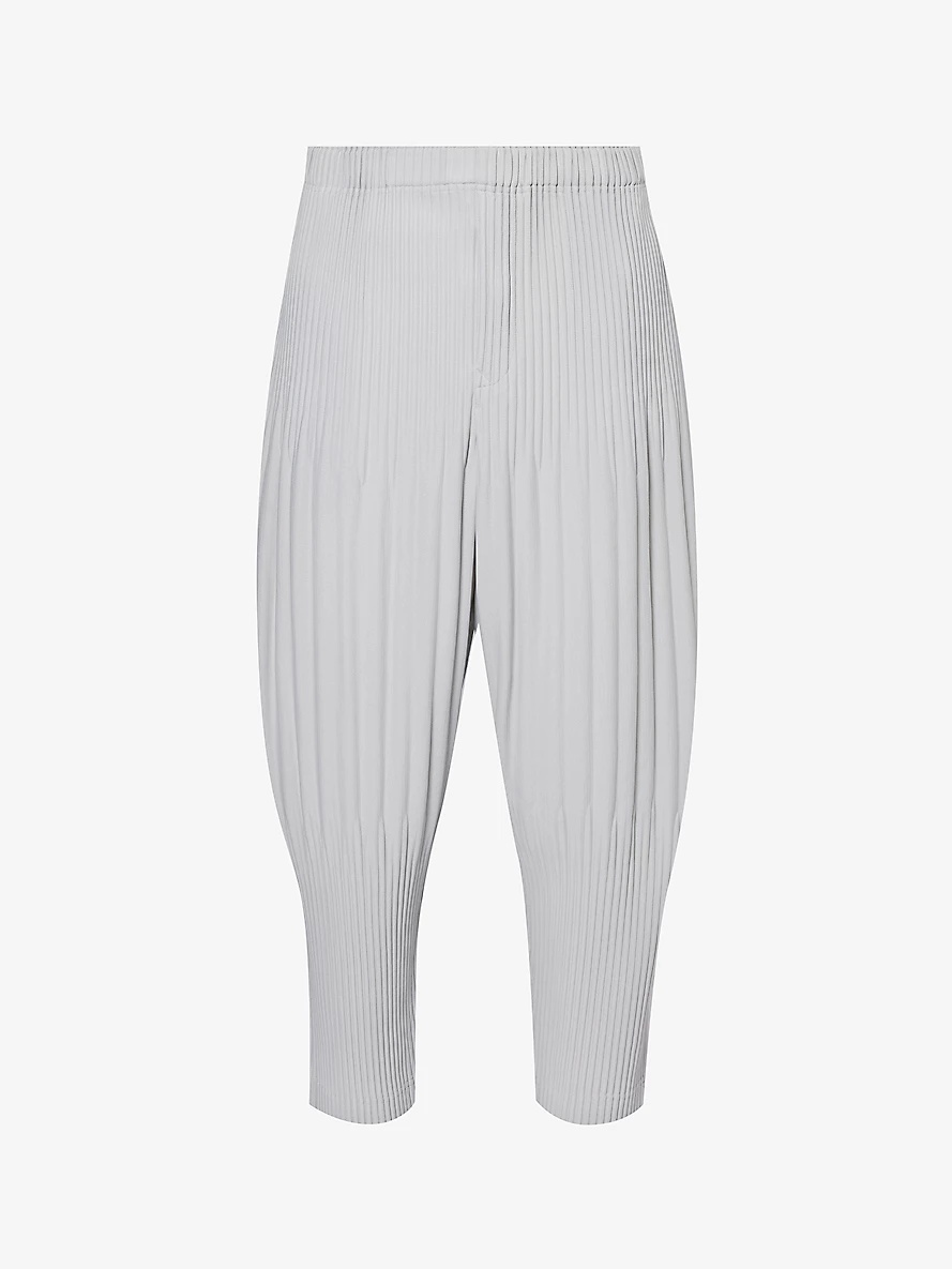 Basic pleated tapered-leg knitted trousers - 1
