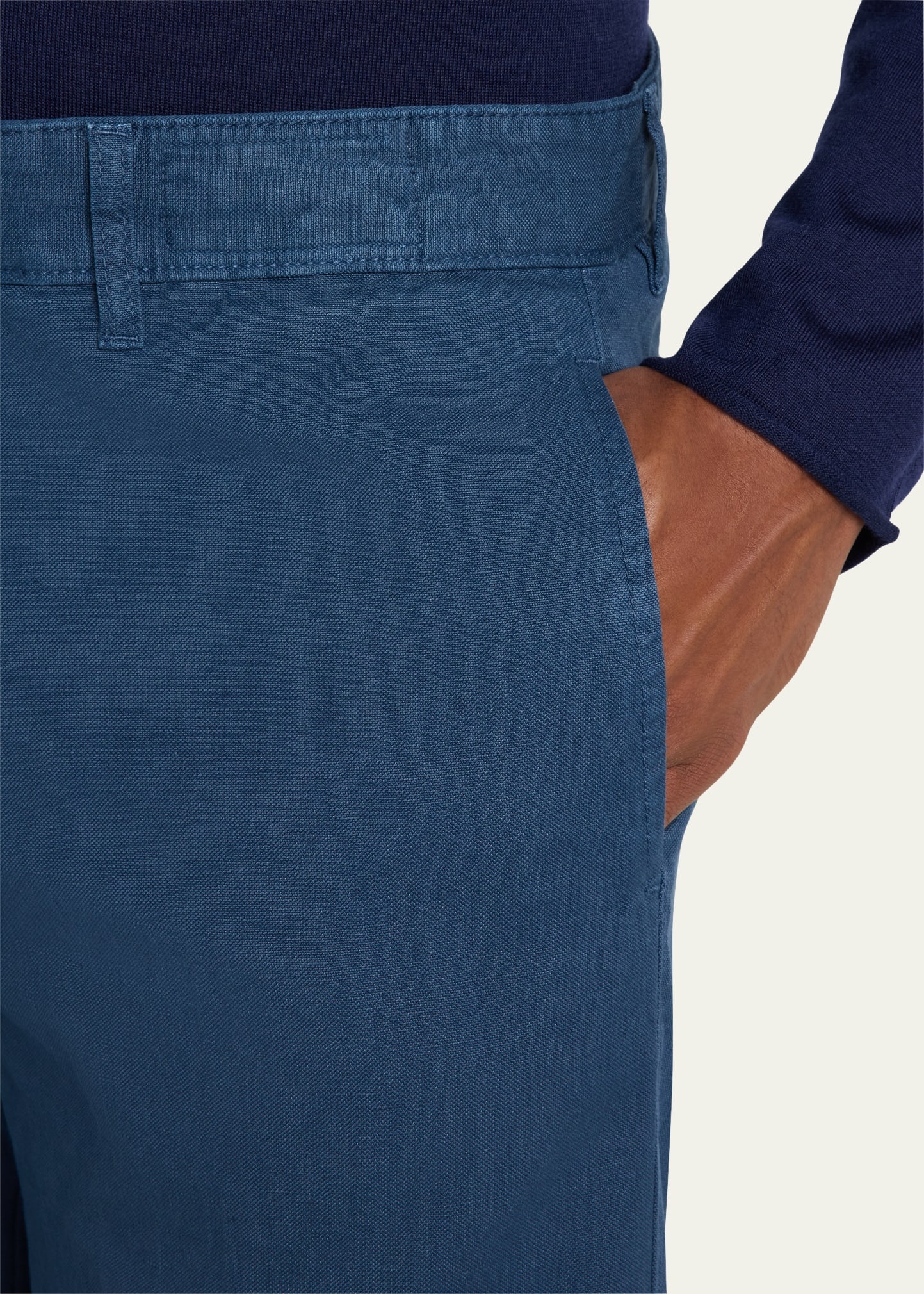 Men's Cotton-Linen Flat-Front Trousers - 5