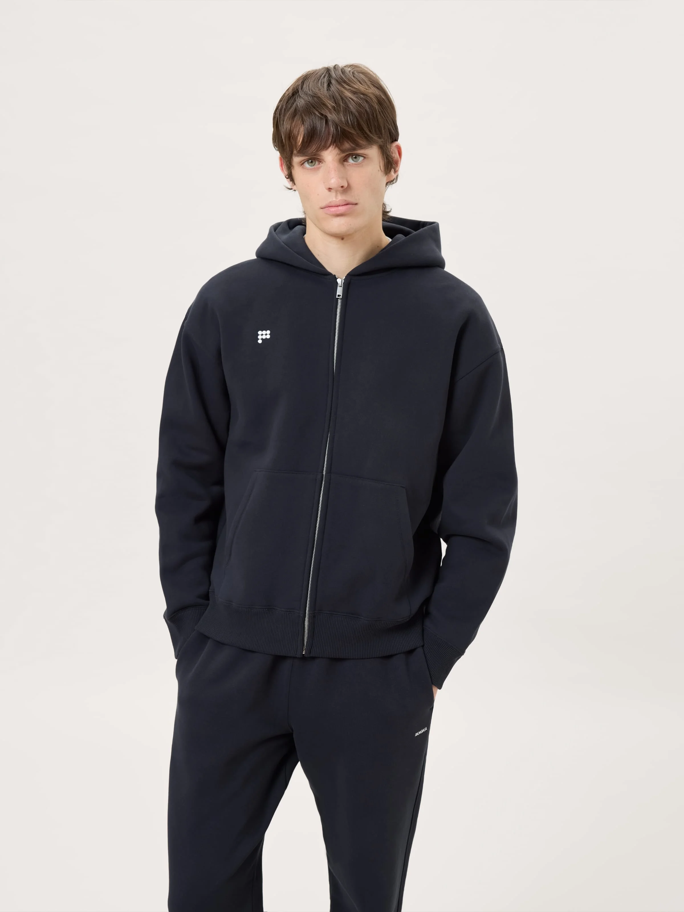 Mens Heavyweight Zip Up Hoodie - Black - 1