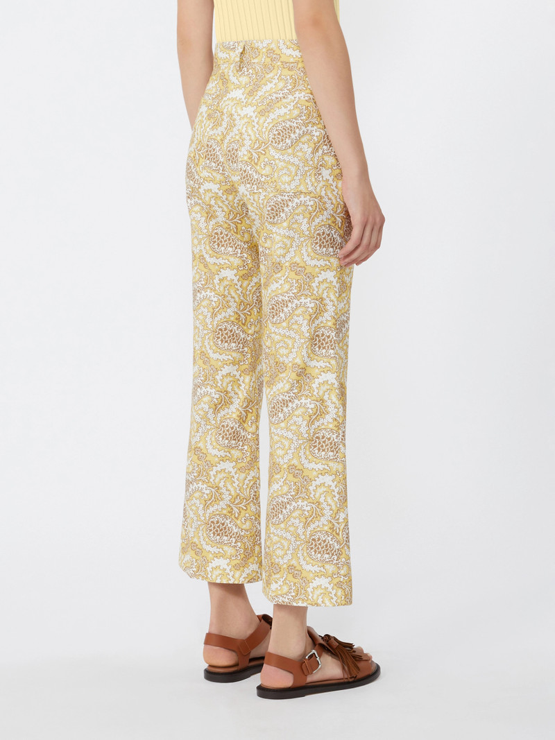 ONDE Printed basketweave cotton trousers - LIGHT YELLOW 4