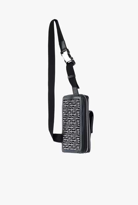 Bicolor jacquard bag with black leather panels - 5
