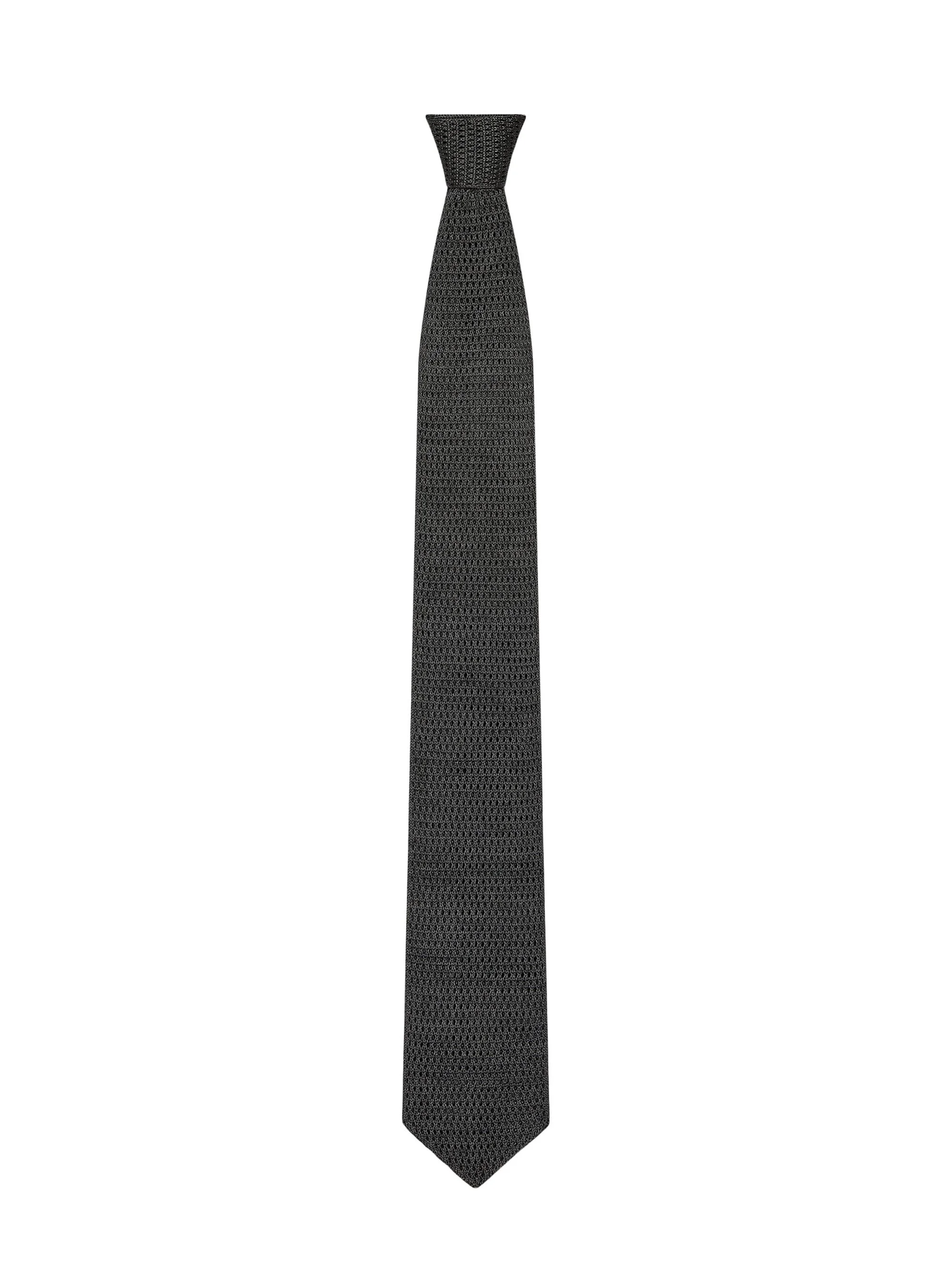 Men's Tie in Knitted Silk - Light Grey Melange - 1