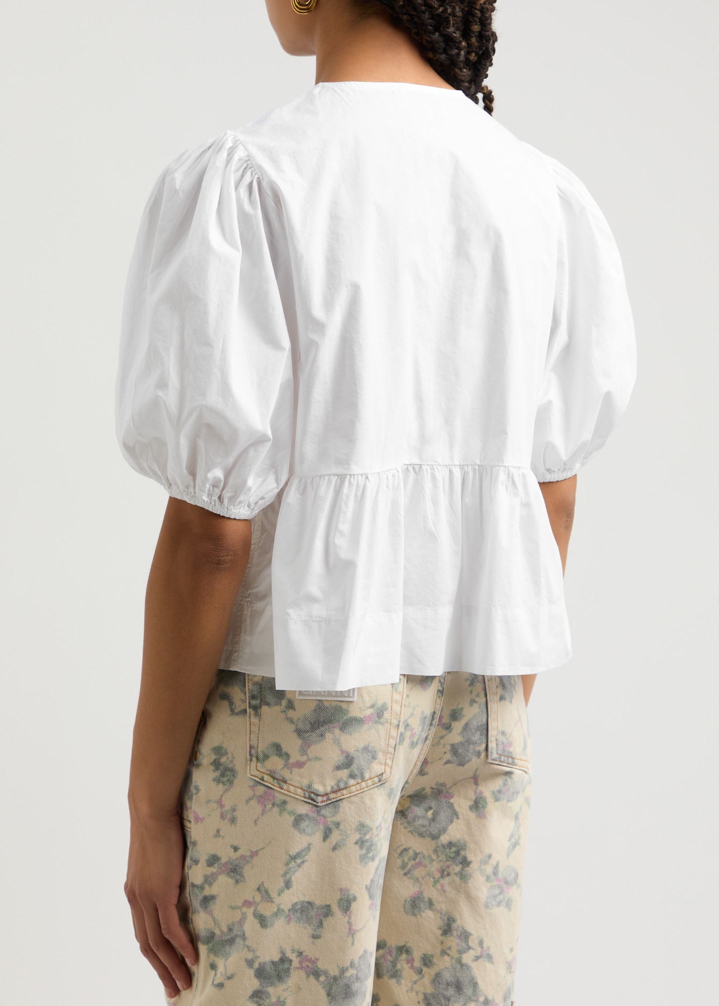 Tie-front cotton-poplin blouse - 3