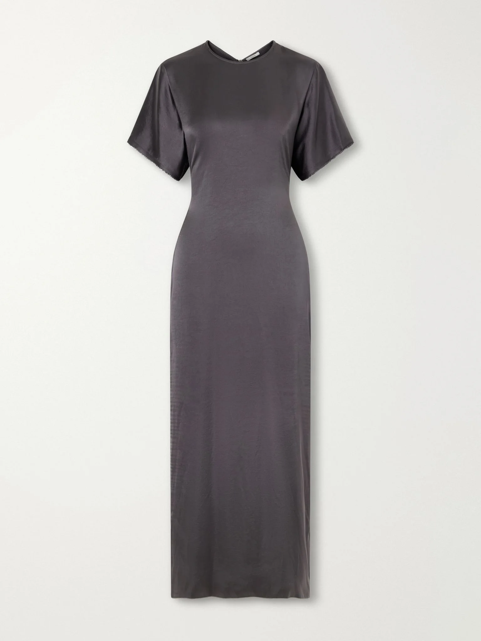 Imogen draped metallic satin maxi dress Gunmetal - 1