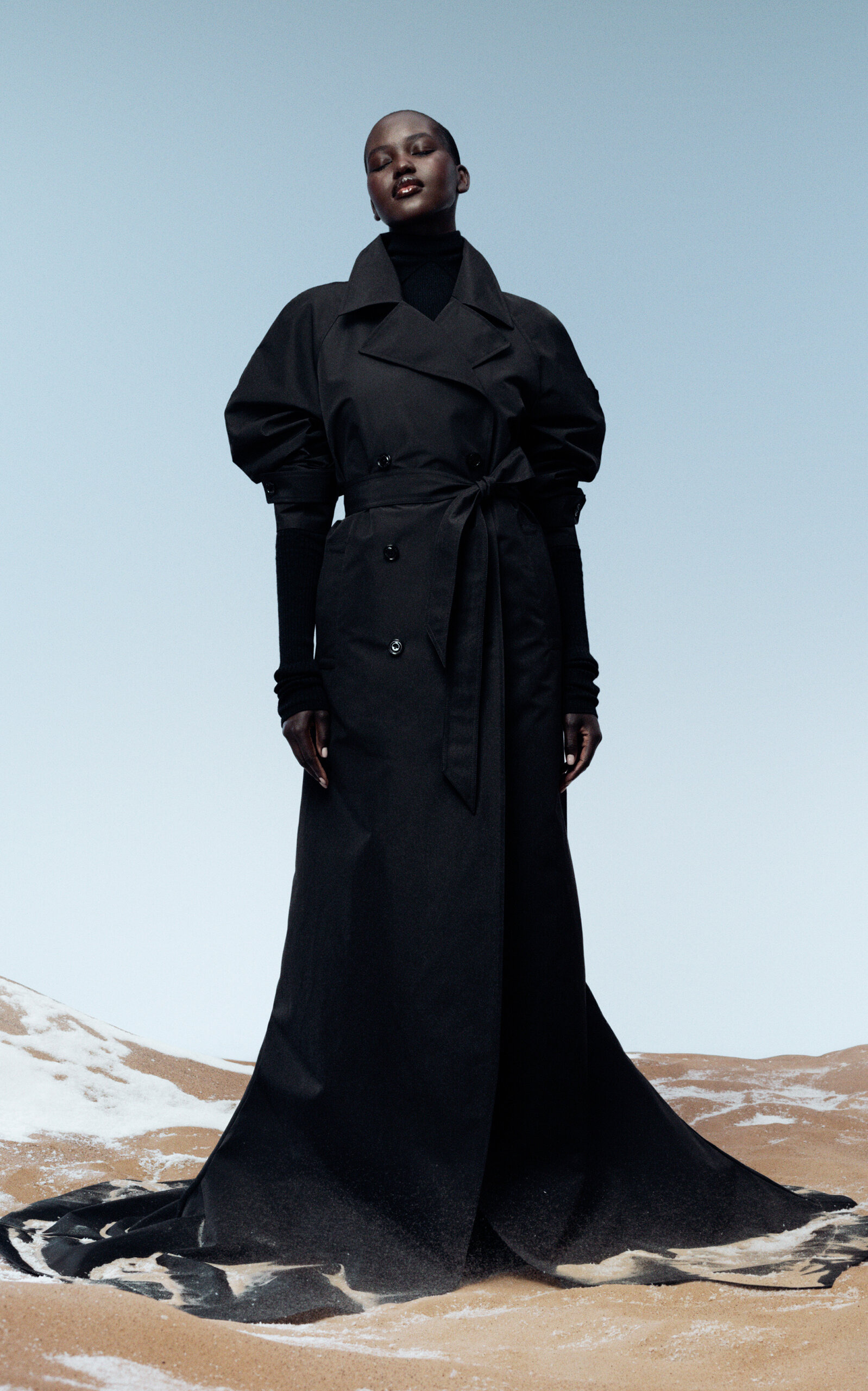 x EE72 by Edward Enninful Zake Long Trench Coat black - 2