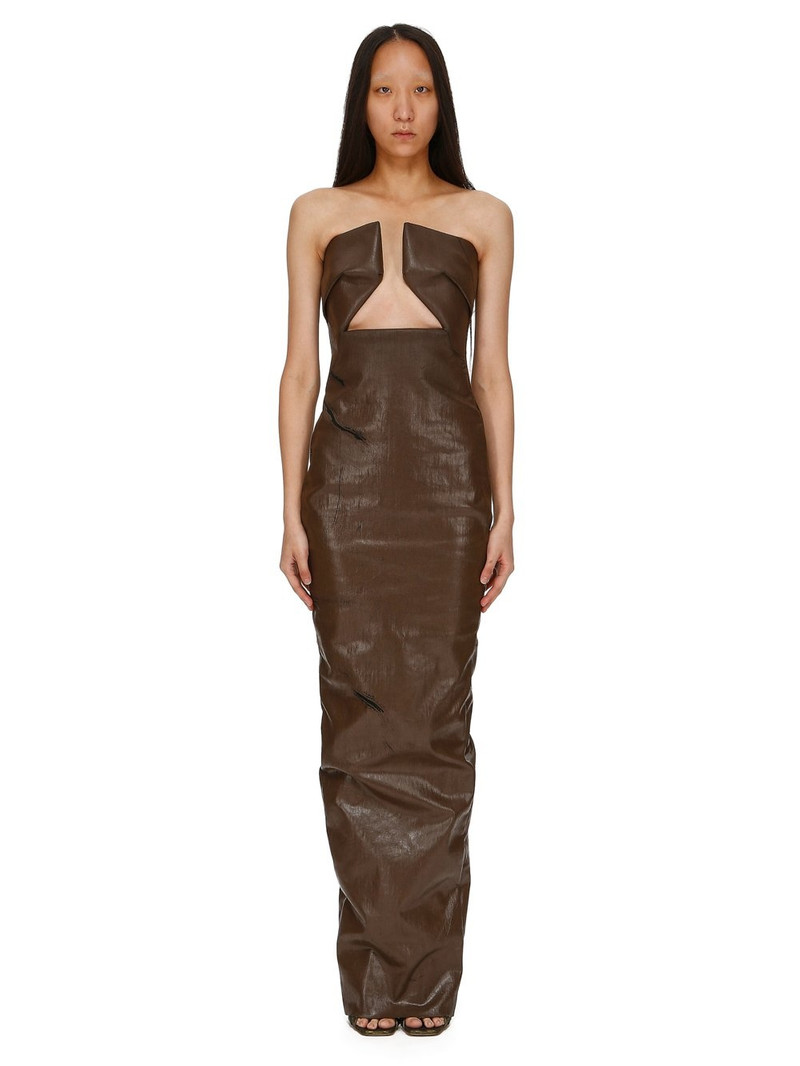 Brown Prong Denim Maxi Dress - 1