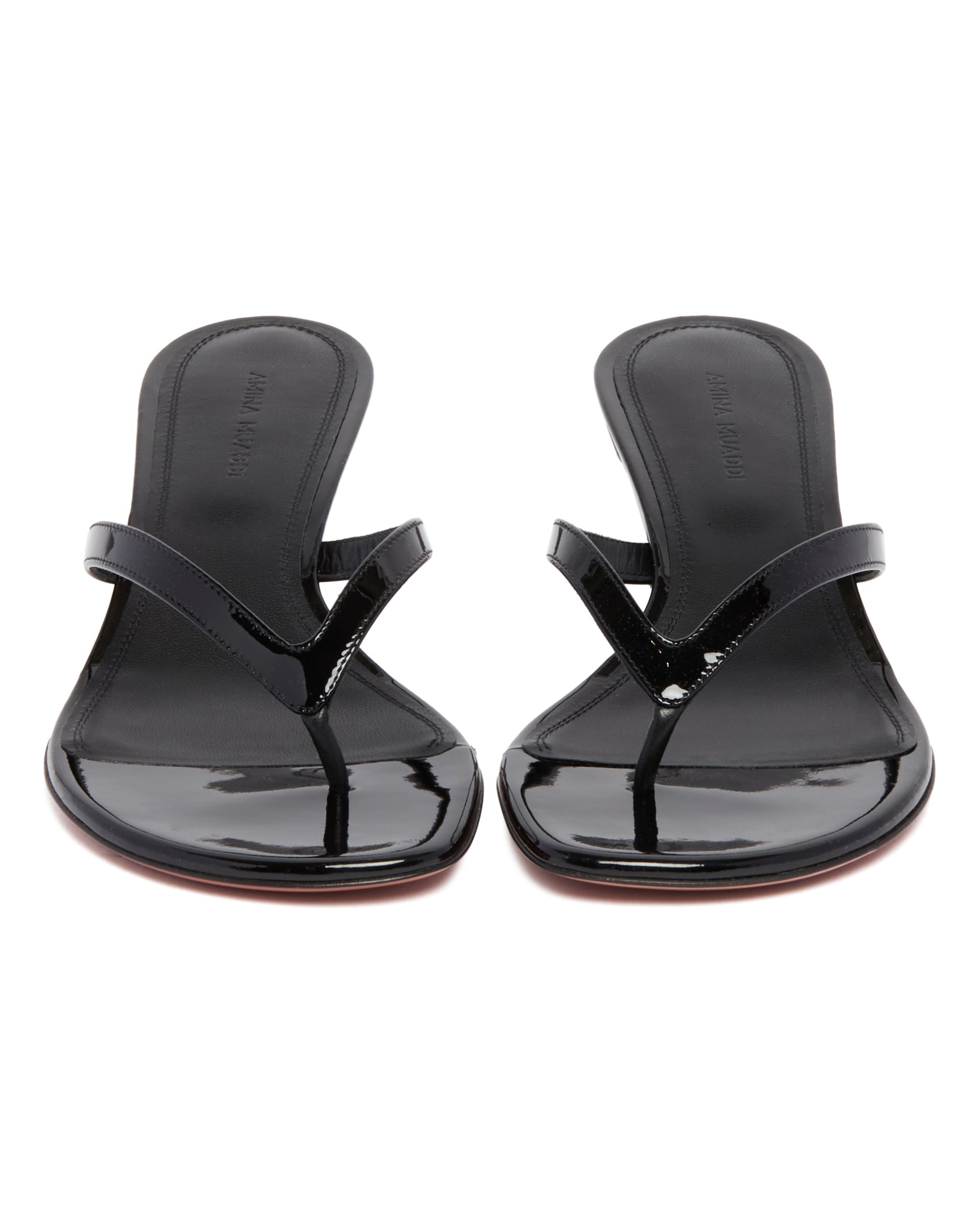 Black Leather Thong Sandals - 4