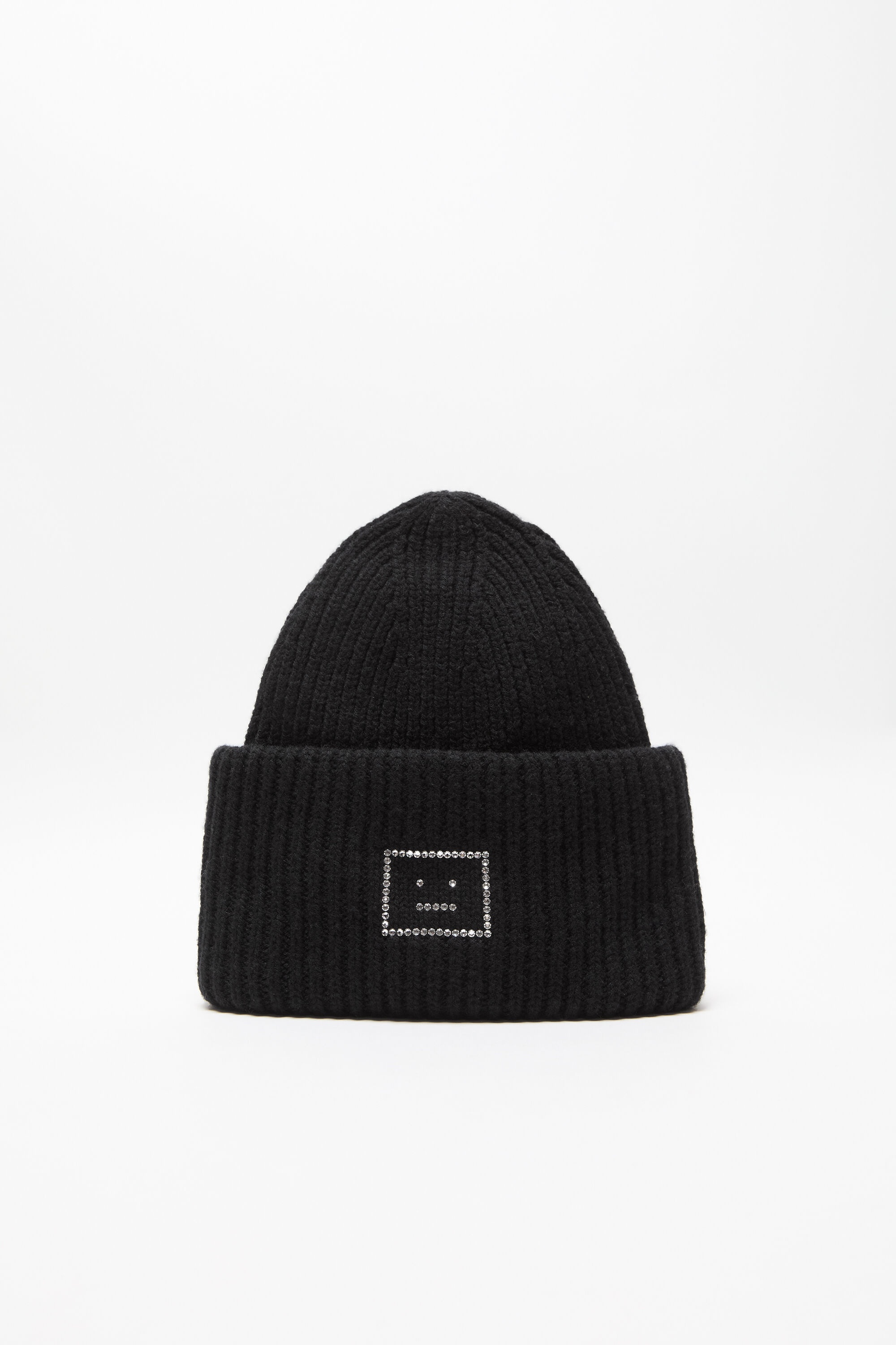 Embellished Face logo beanie - Black - 1