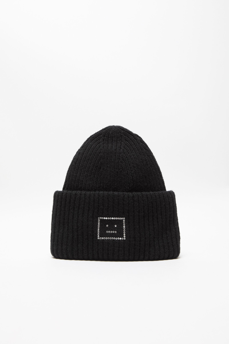 Embellished Face logo beanie - Black 1