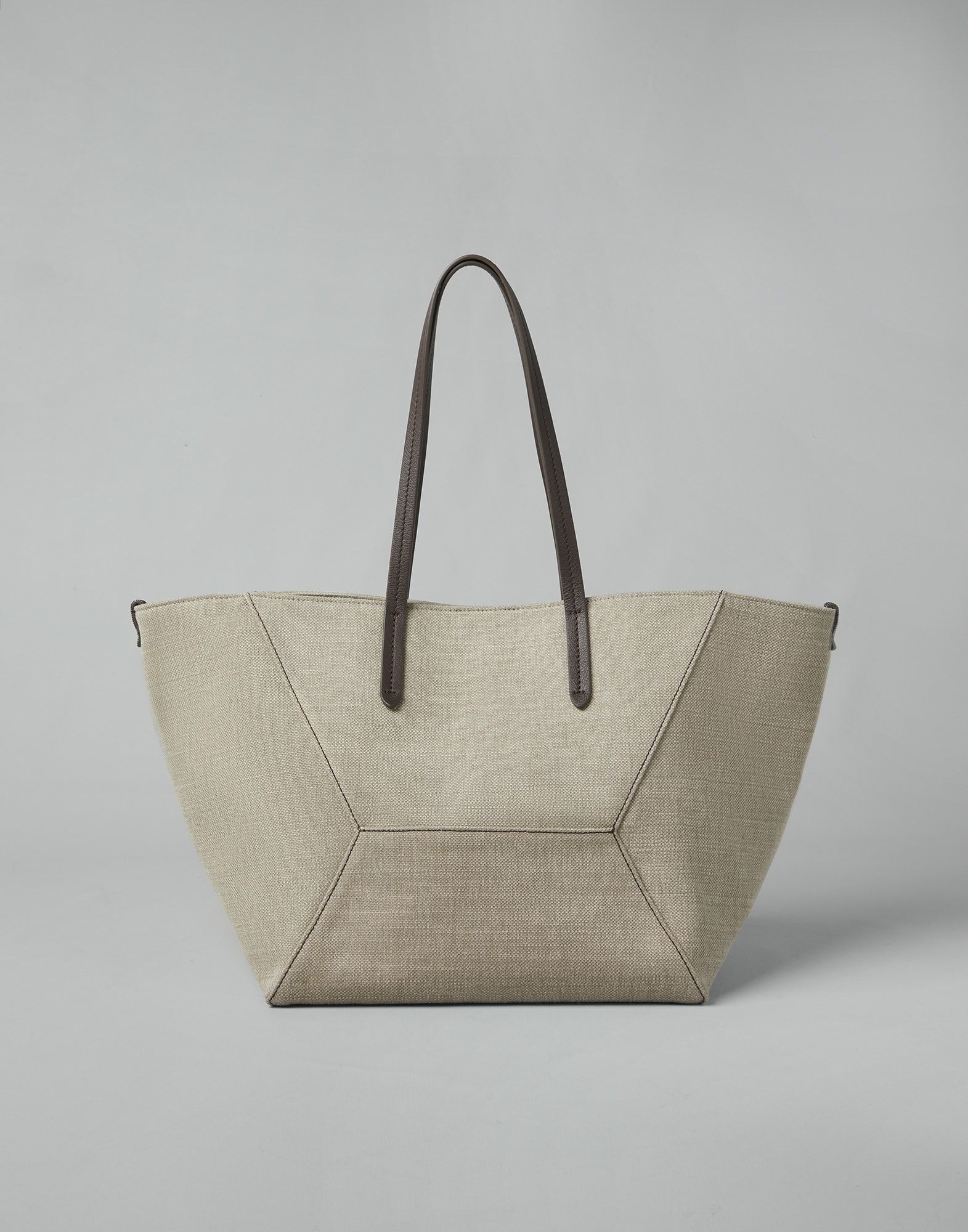 Cotton and linen canvas shopper bag with monili - 1