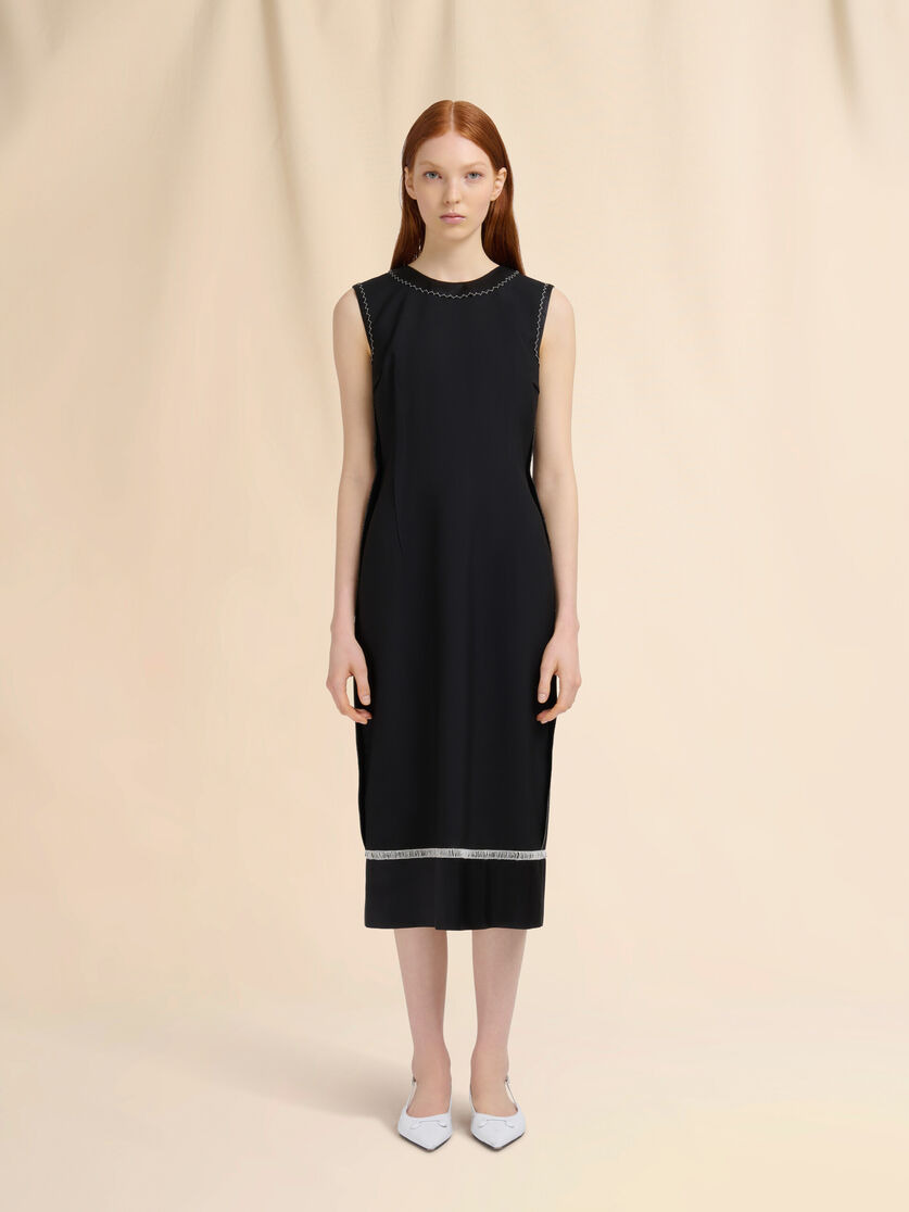 BLACK WOOL INSIDE-OUT DRESS - 2