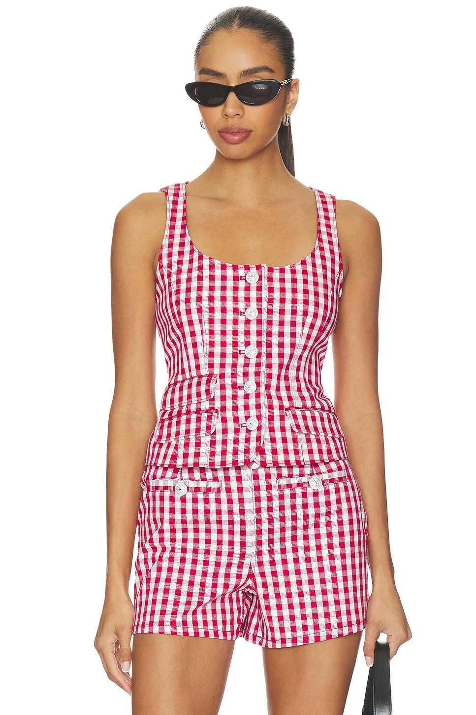 Mini Gingham Denim Lovina Top - 1