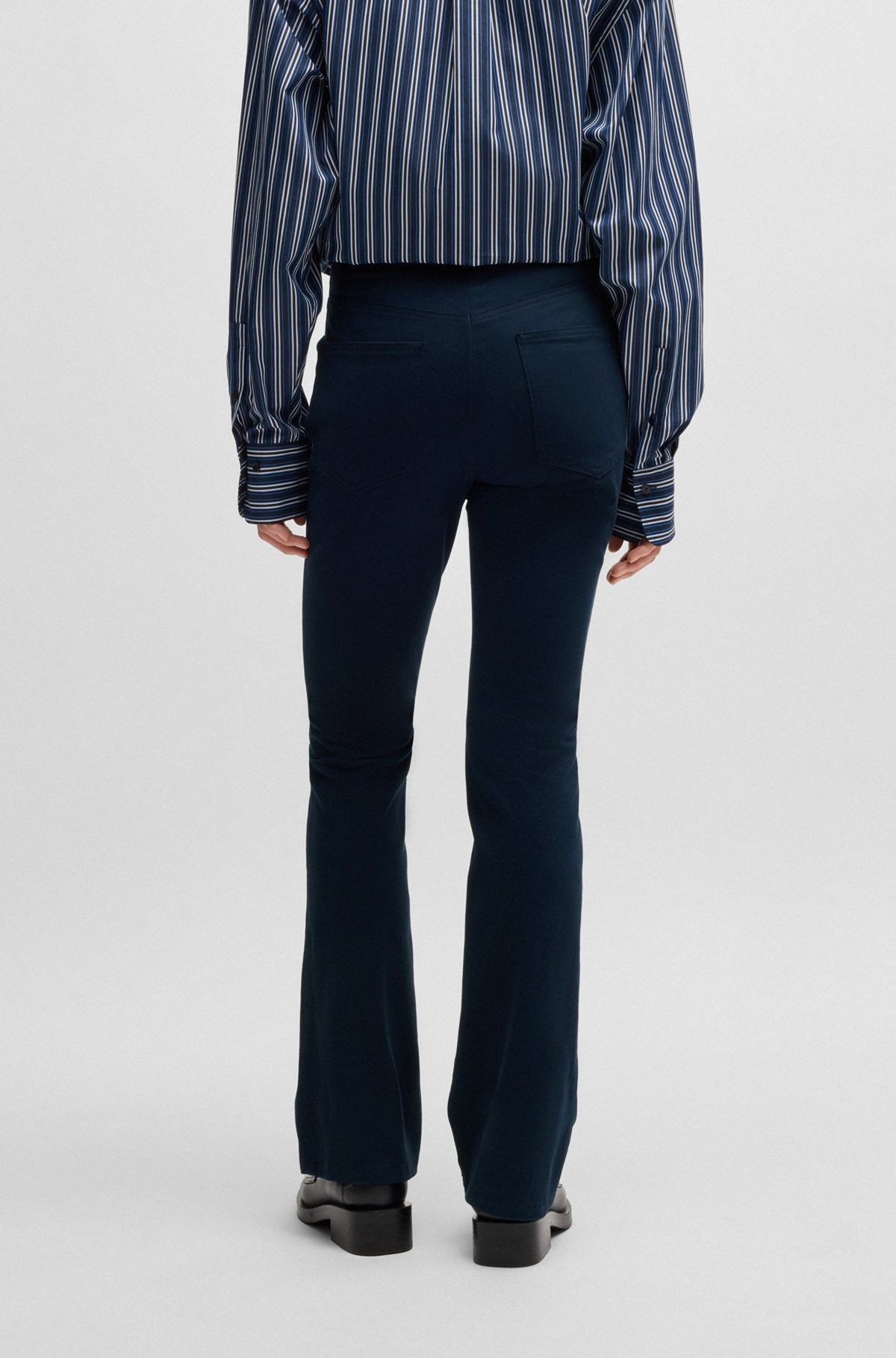 FLARED TROUSERS IN BRUSHED STRETCH COTTON - 4