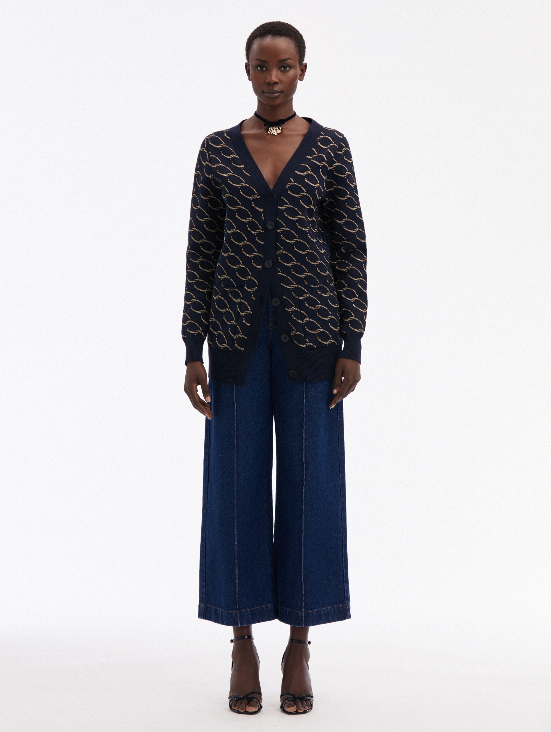 OSCAR CHAIN-LINK LONG CARDIGAN - 2