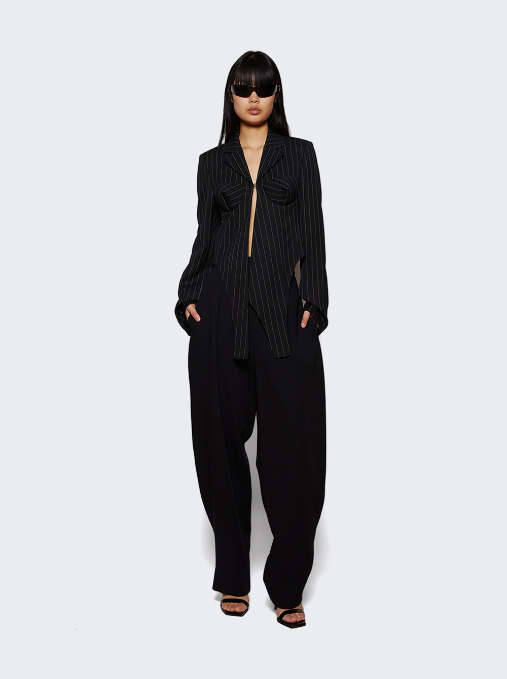 Tailoring Jacket With Corset Details Black And White - 5