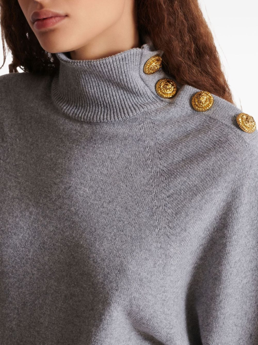high-neck button-embellished jumper dress - 5