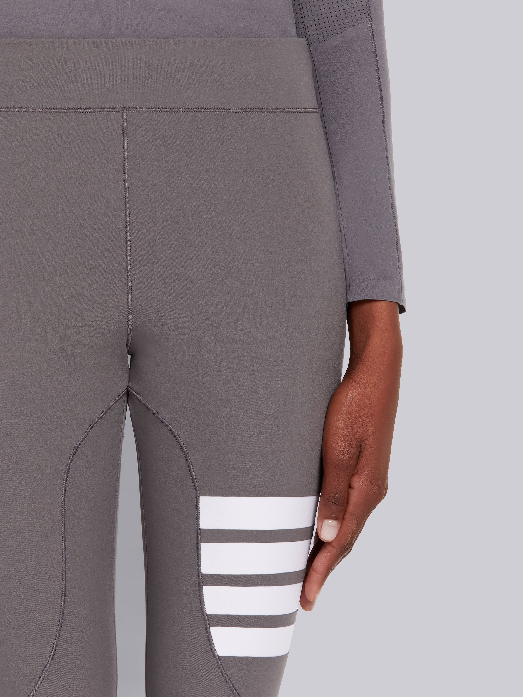 Medium Grey Polyamide Interlock 4-Bar Compression Tights