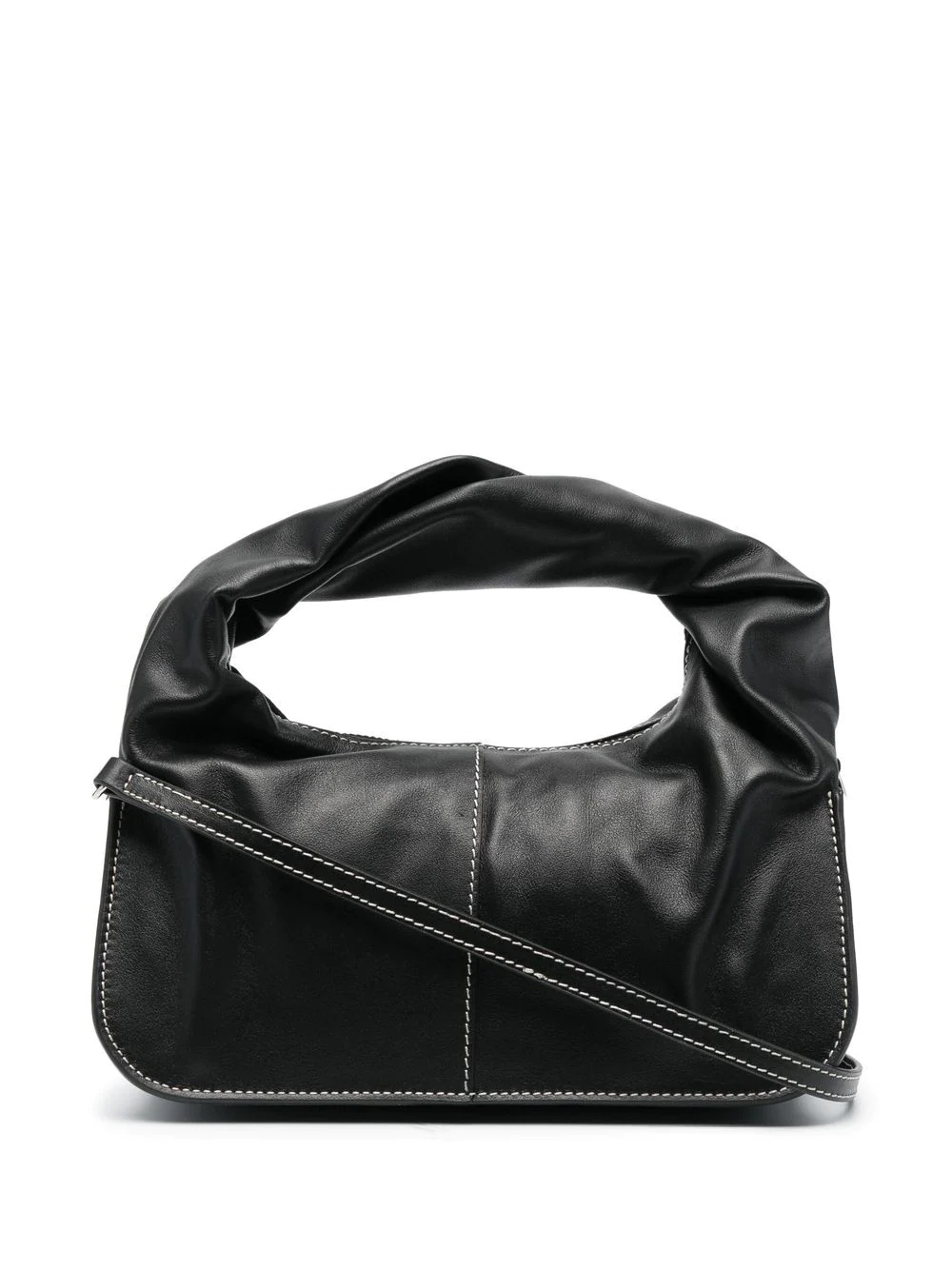 contrast-stitching leather tote bag - 1