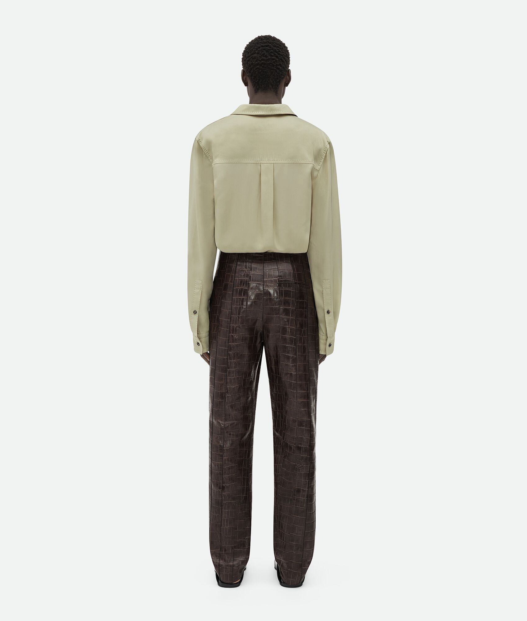 Crocodile-Effect Leather Pants - 3