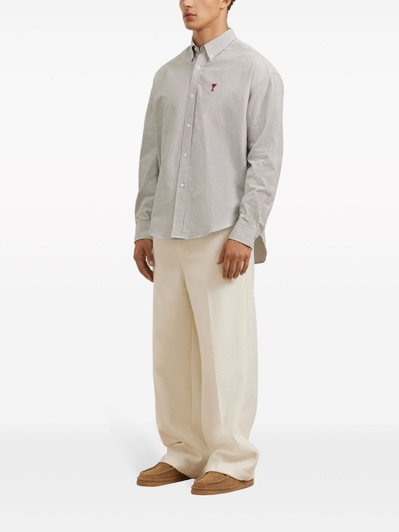 AMI Paris logo-embroidered striped cotton shirt outlook