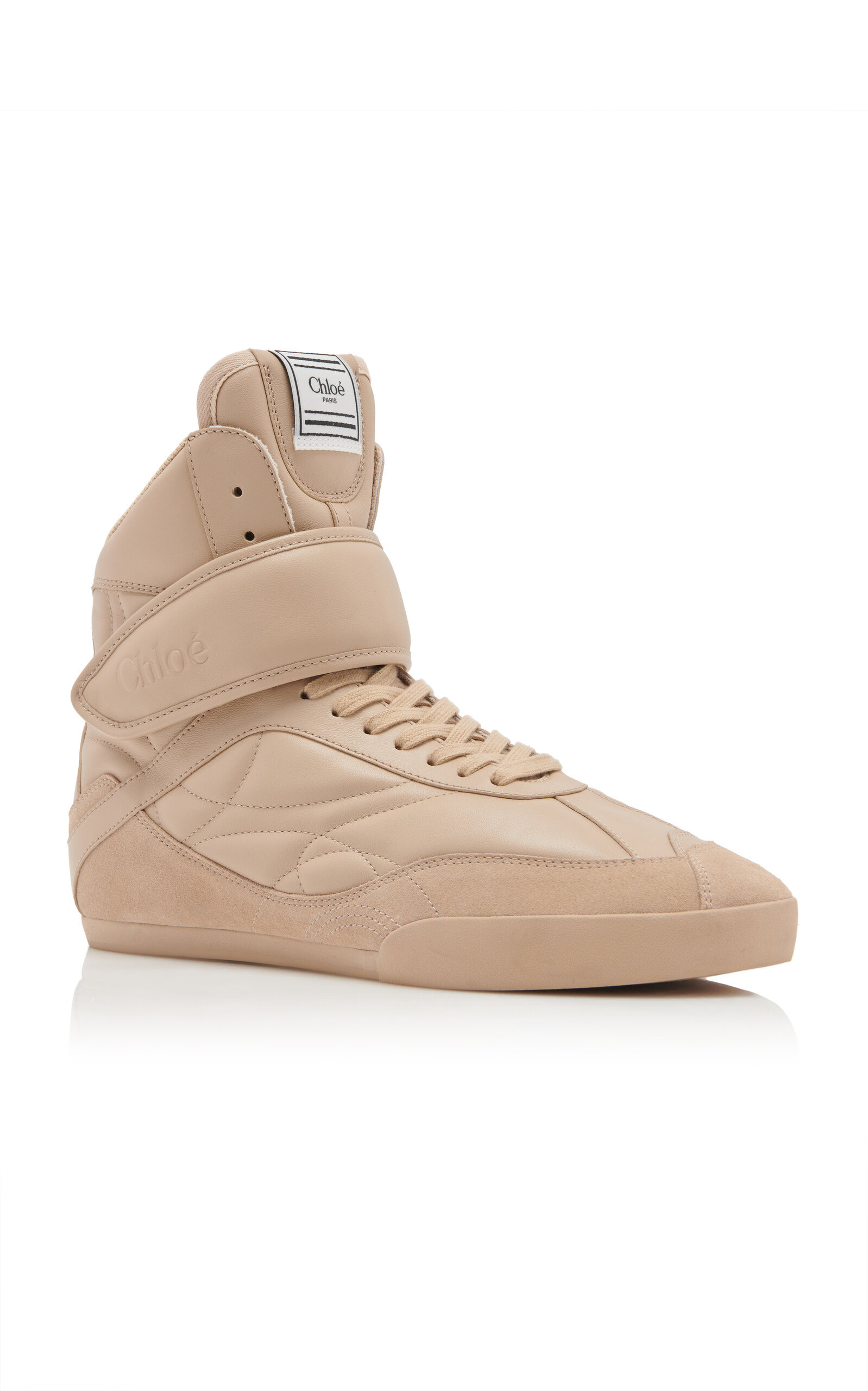 High-Top Leather Sneakers tan - 5