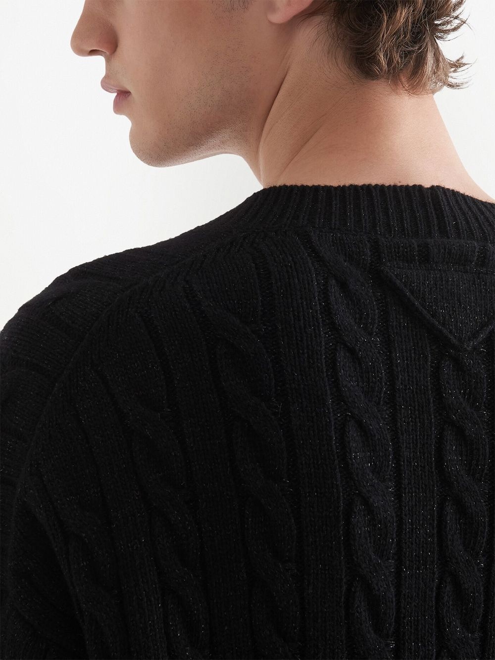 cable-knit metallic threading cardigan - 5