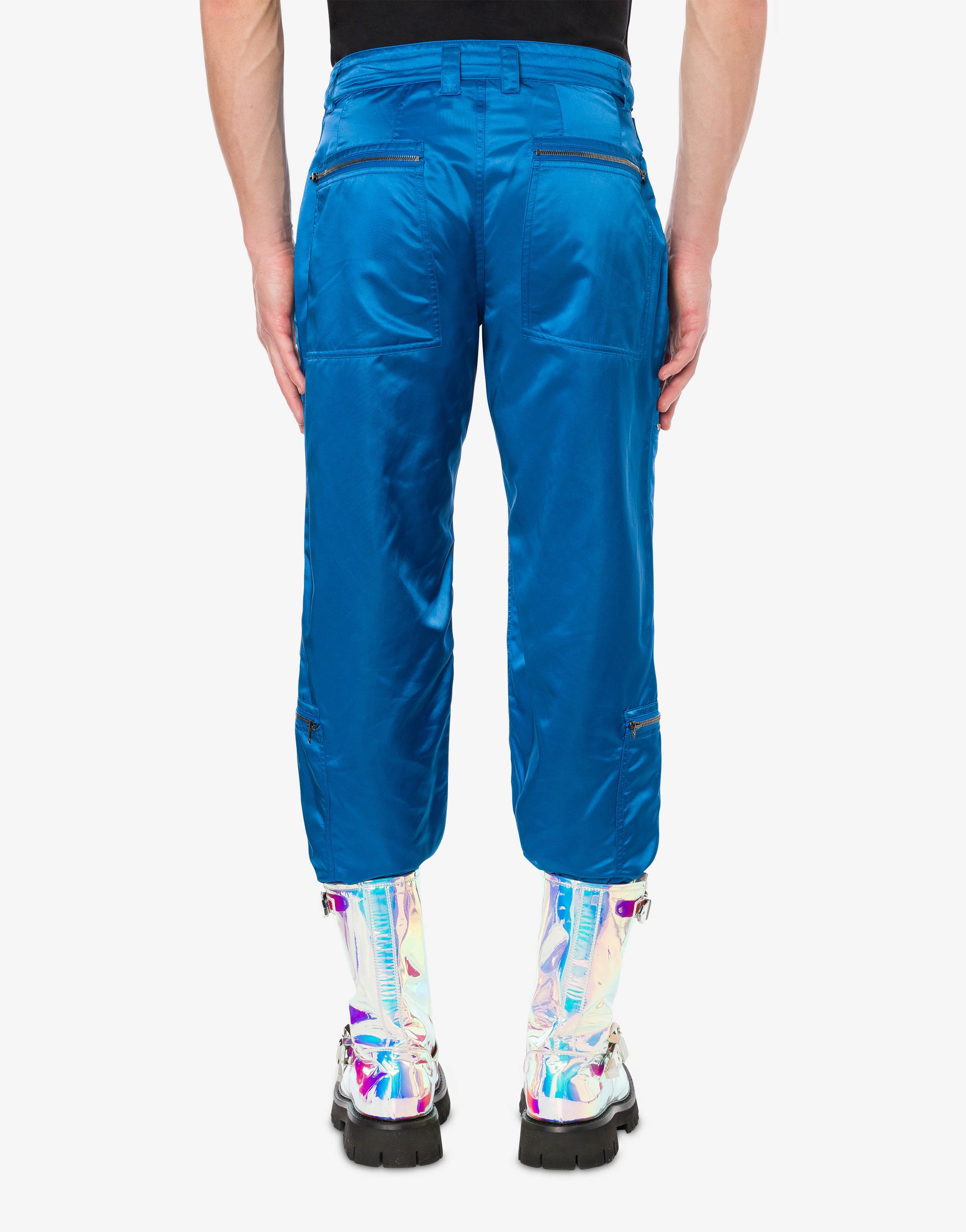 GLOSSY SATIN MULTI-POCKET TROUSERS - 3