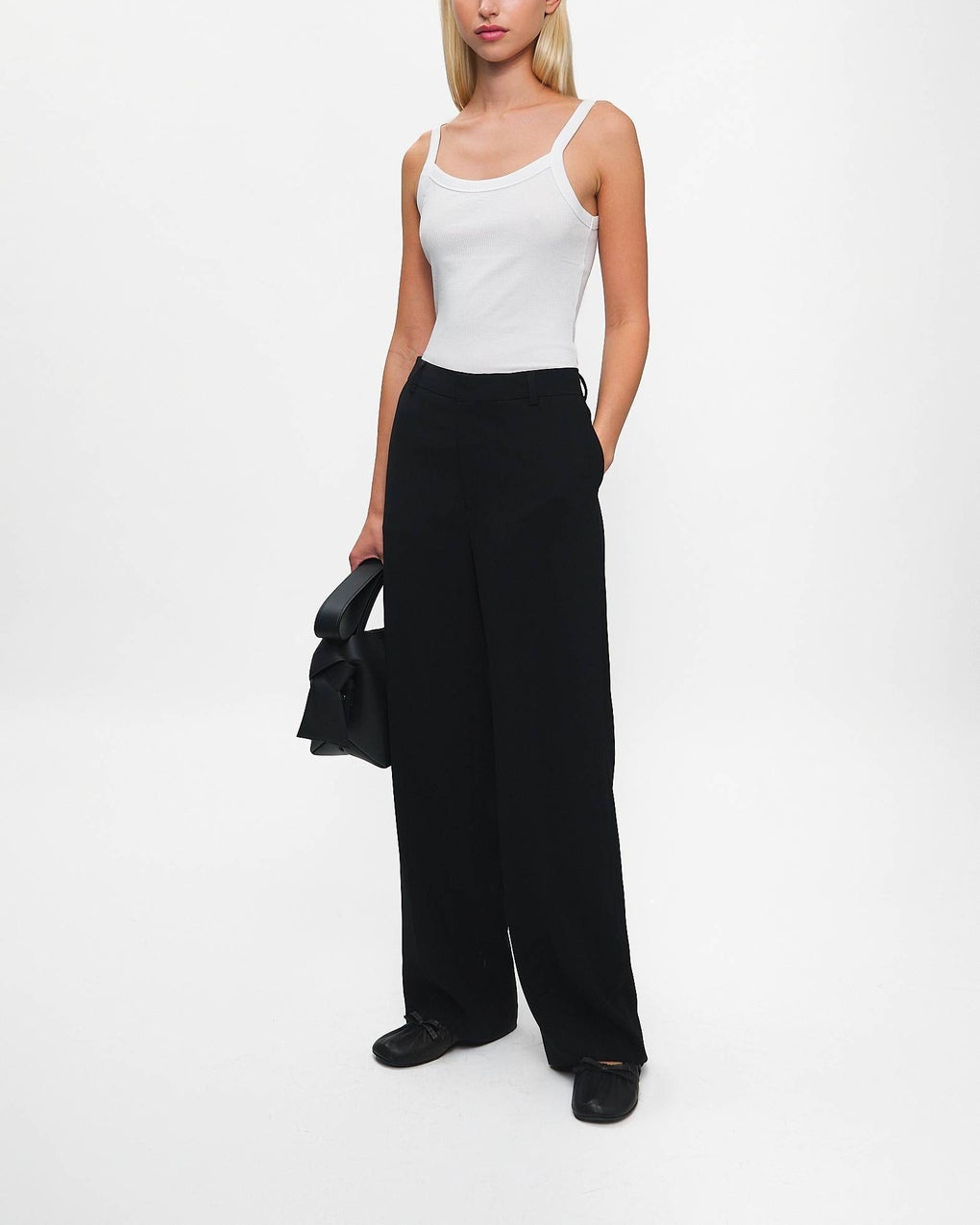 Top Fine Rib Singlet White - 3
