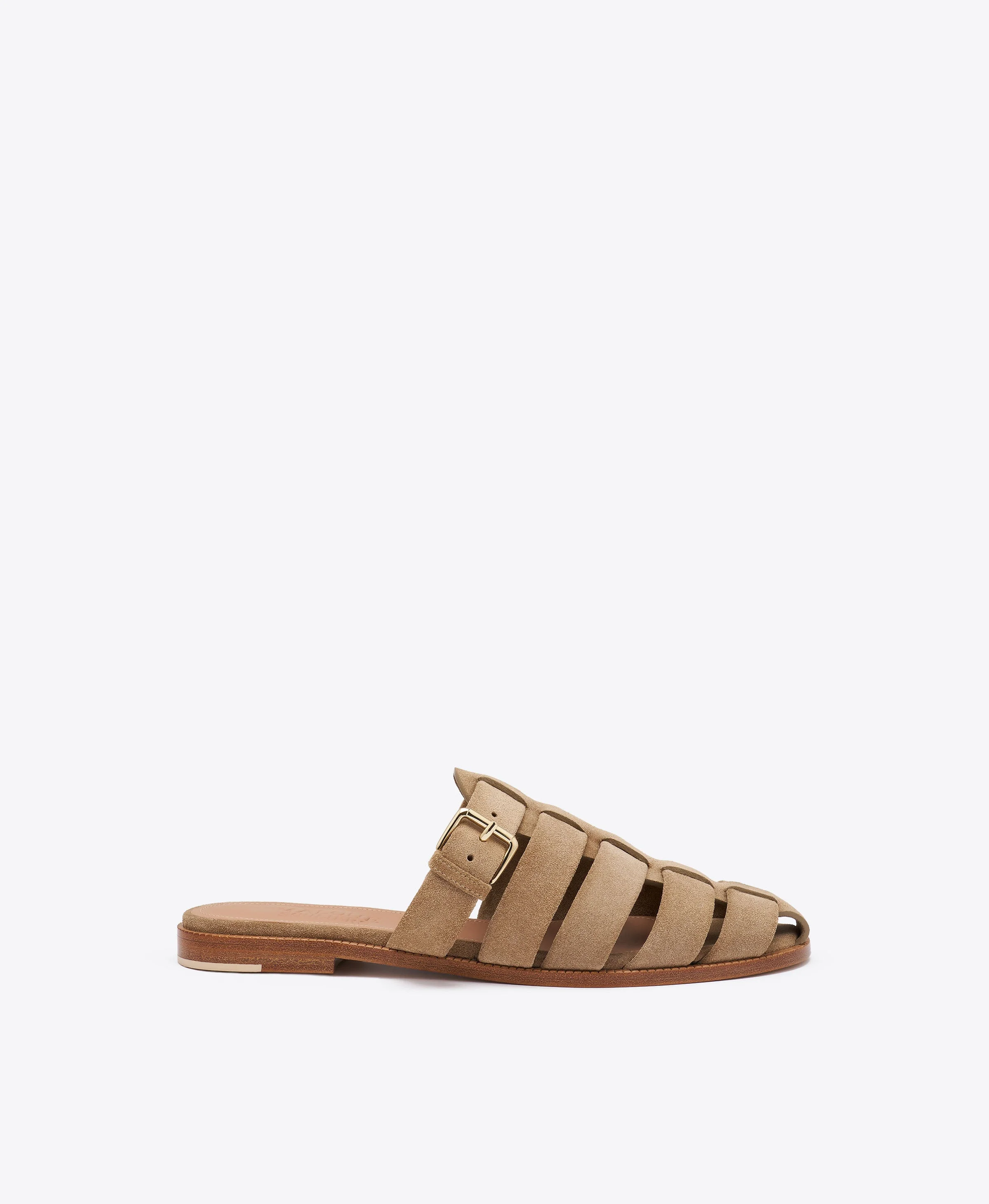 Theresa Taupe Suede Flat Mules - 1