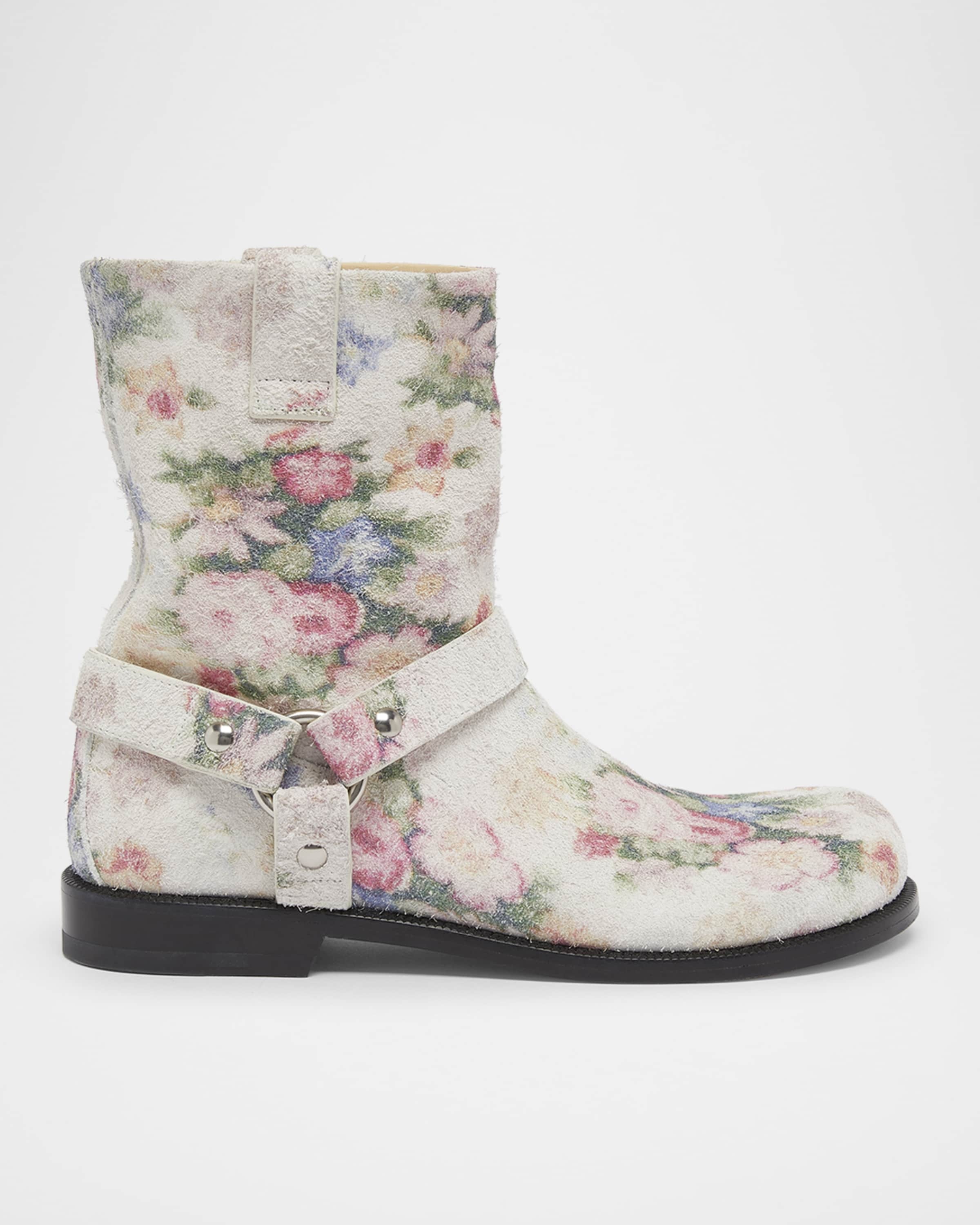 Campo Floral Suede Biker Booties - 1