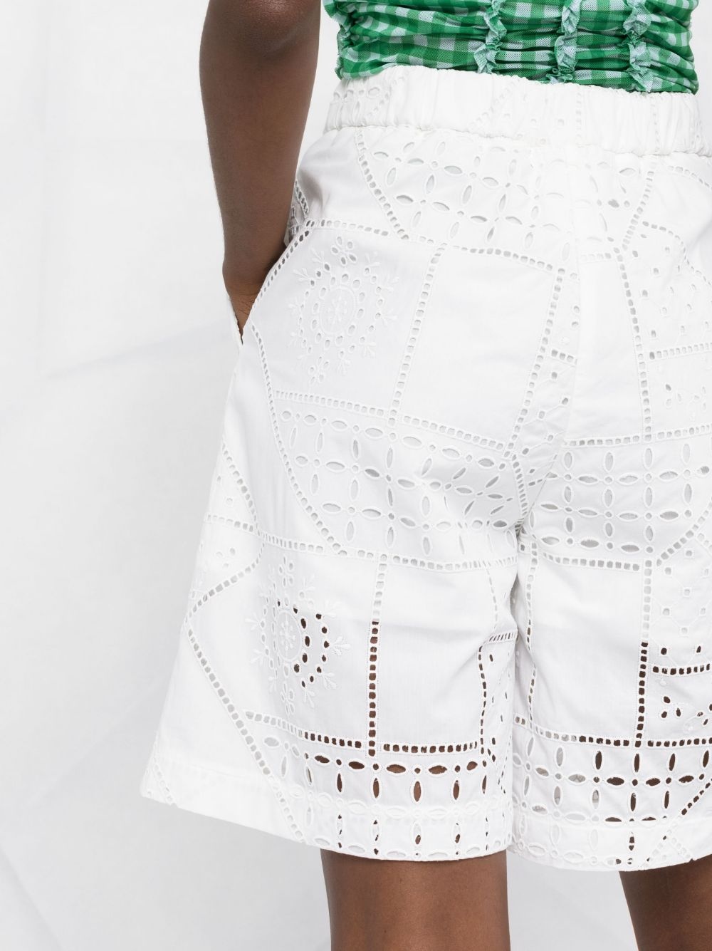 all-over perforated-design shorts - 5