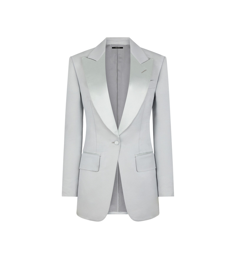 LUSTROUS BARATHEA SILK BLEND "BIANCA" SINGLE BREASTED TUXEDO JACKET - 1